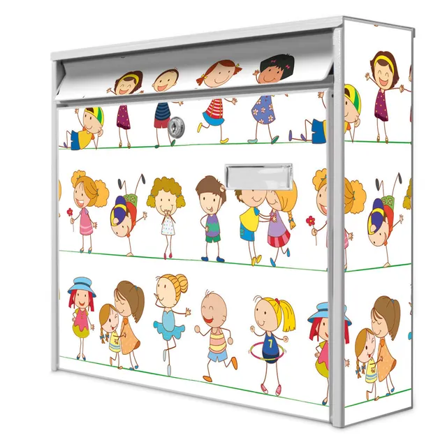 Banjado Briefkasten Kinder Weiss A4 32x36cm mit Namensschild