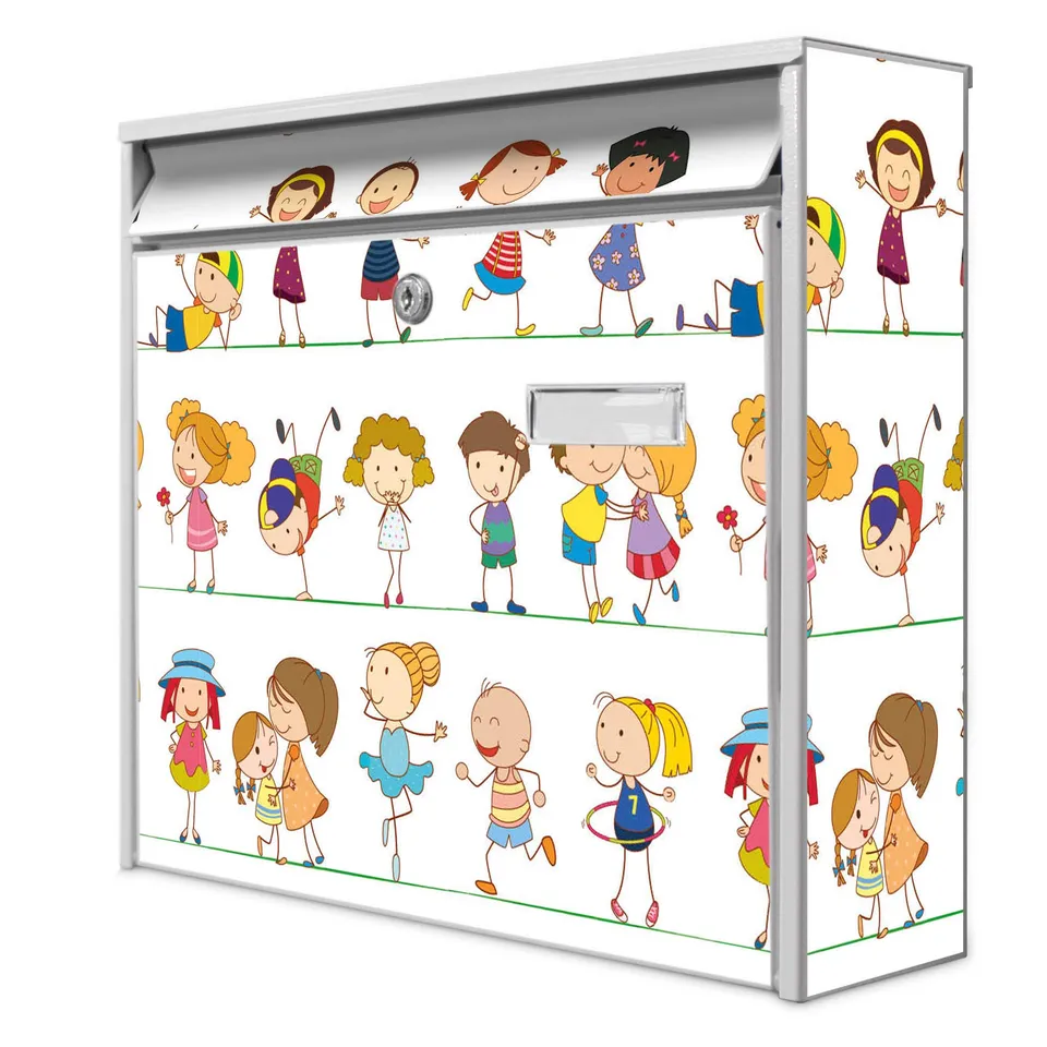Banjado Briefkasten Kinder Weiss A4 32x36cm mit Namensschild