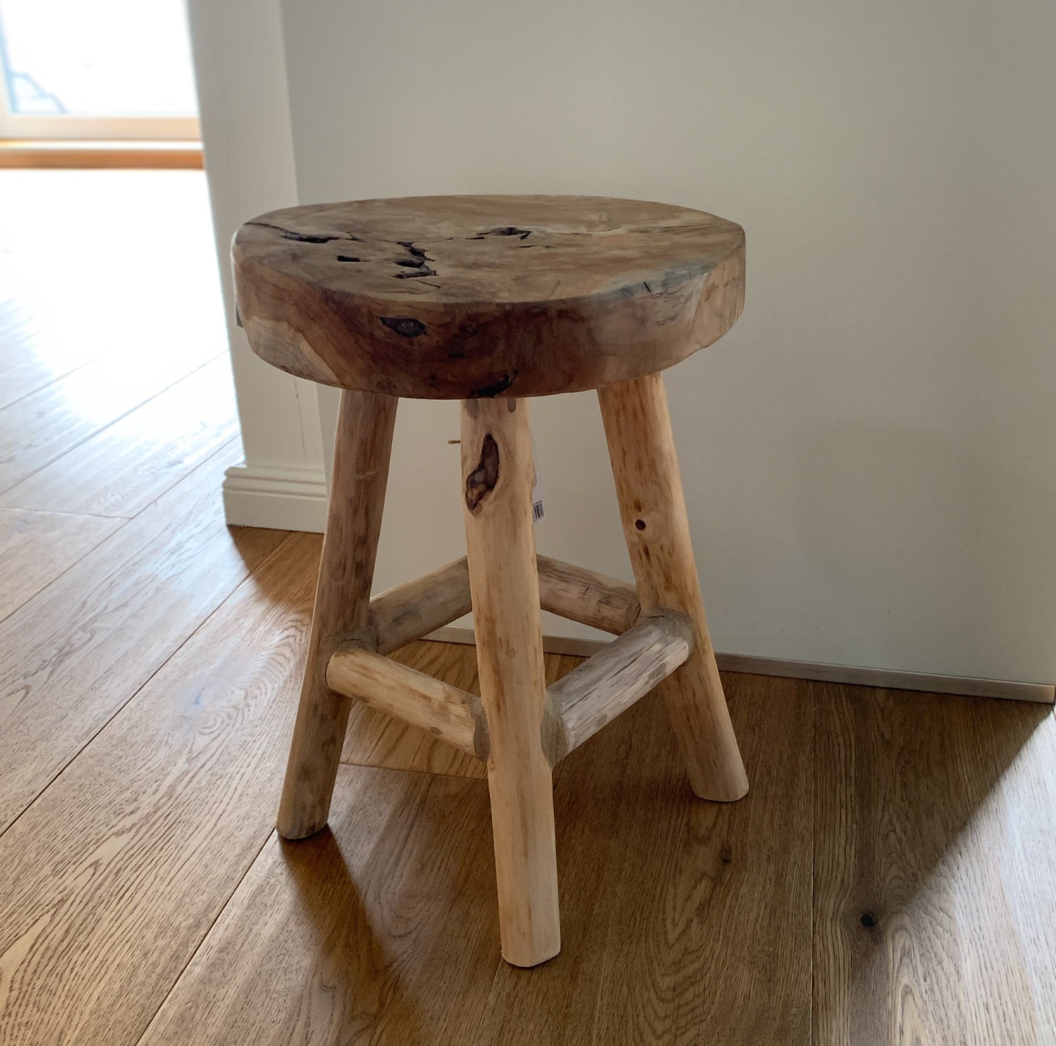 LS-LebenStil Möbel & Wohnen Teak Hocker 42cm Braun Massiv
