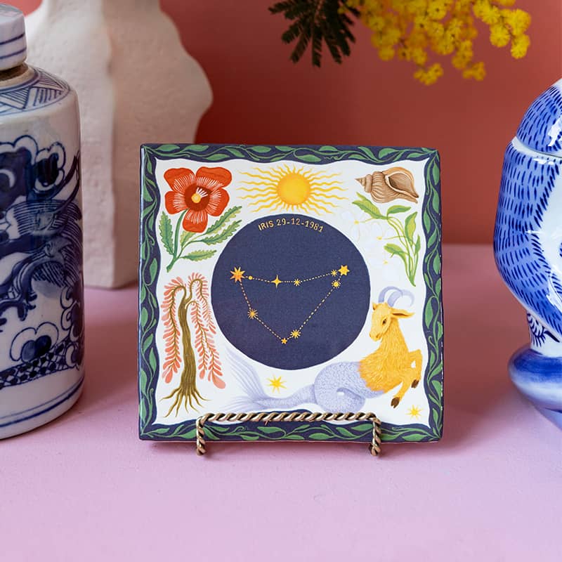 Storytiles Delft Blue Capricorn Fliese Steinbock 13x13 cm