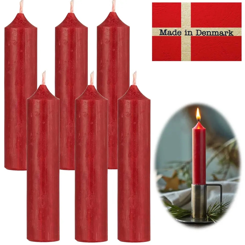LS-LebenStil Ribe Stabkerzen Rot 6er Set 11 cm Tafelkerzen
