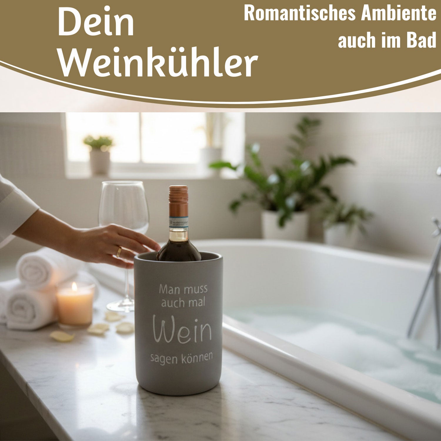 LS-LebenStil Wein Sagen Weinkühler Beton 21x13cm Grau