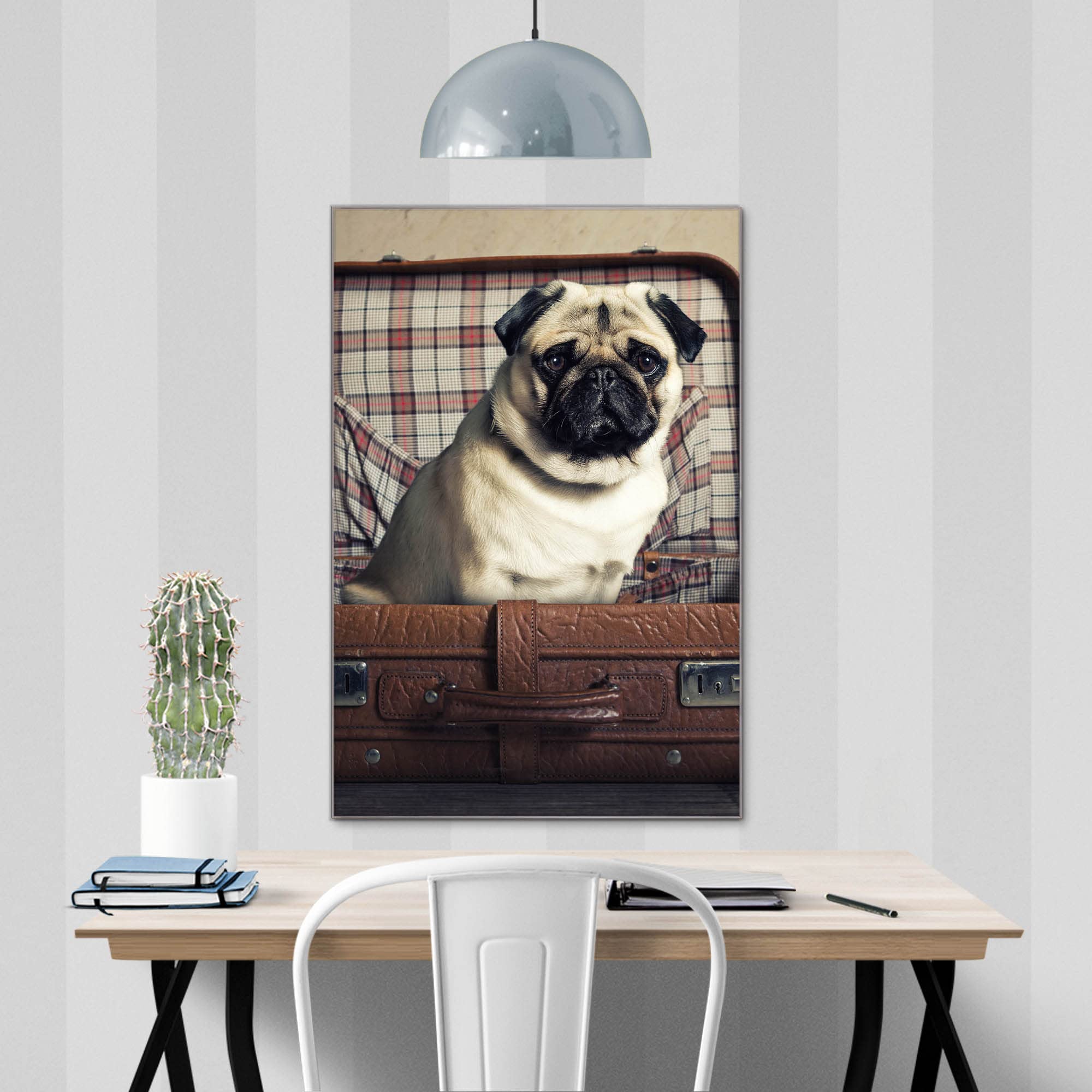 Banjado Magnettafel Mops im Koffer Magnetboard 60x40 Hund