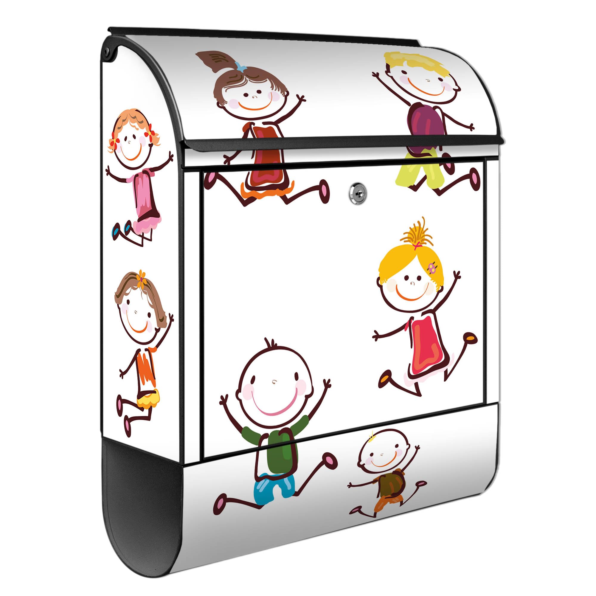 Banjado Briefkasten Happy Kids Stahl Schwarz A4
