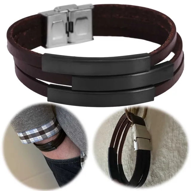 LS-LebenStil Palma Lederarmband Unisex Braun 21cm Dreifach