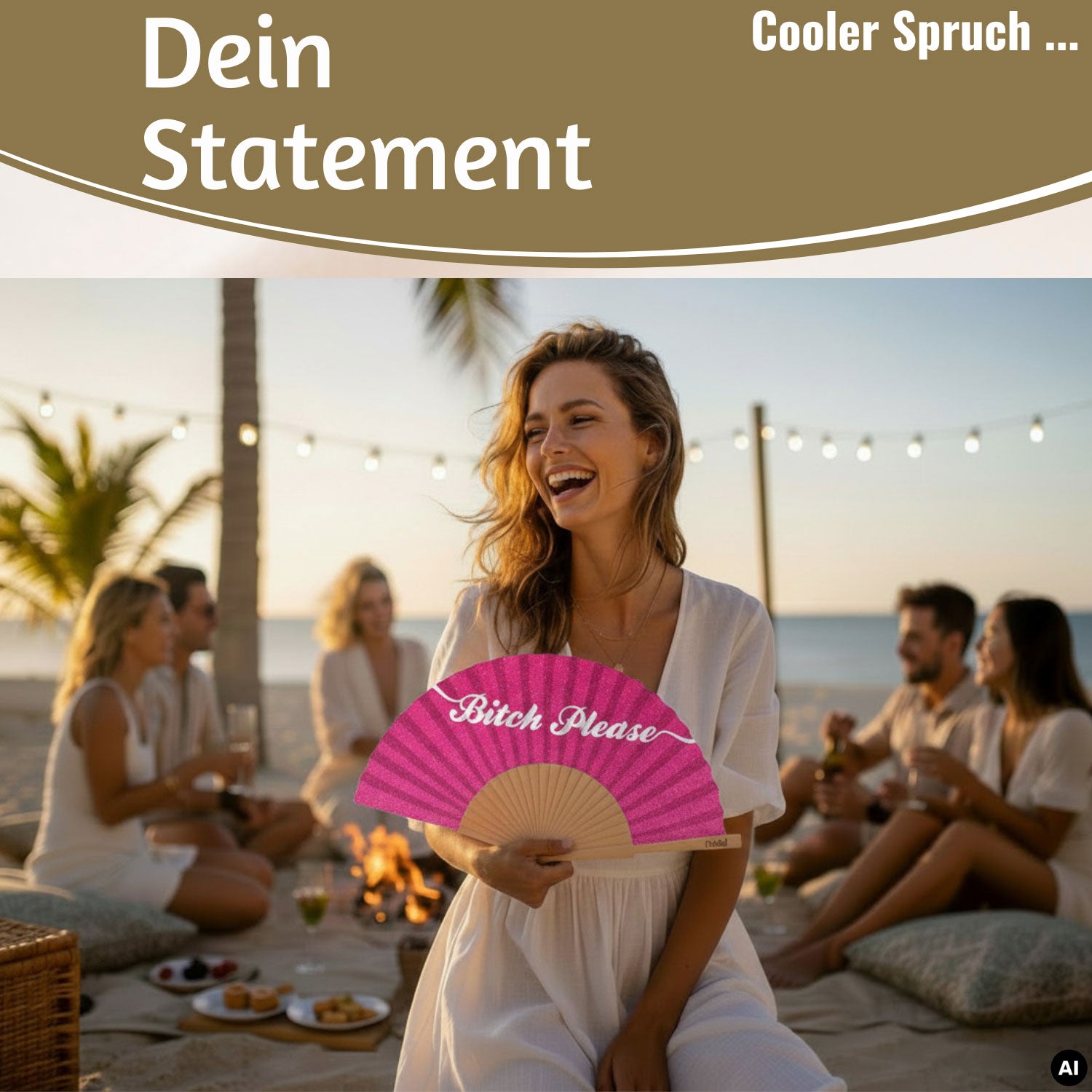 LS-LebenStil Shopper & Taschen Handfächer Faltfächer Bitch Please pink