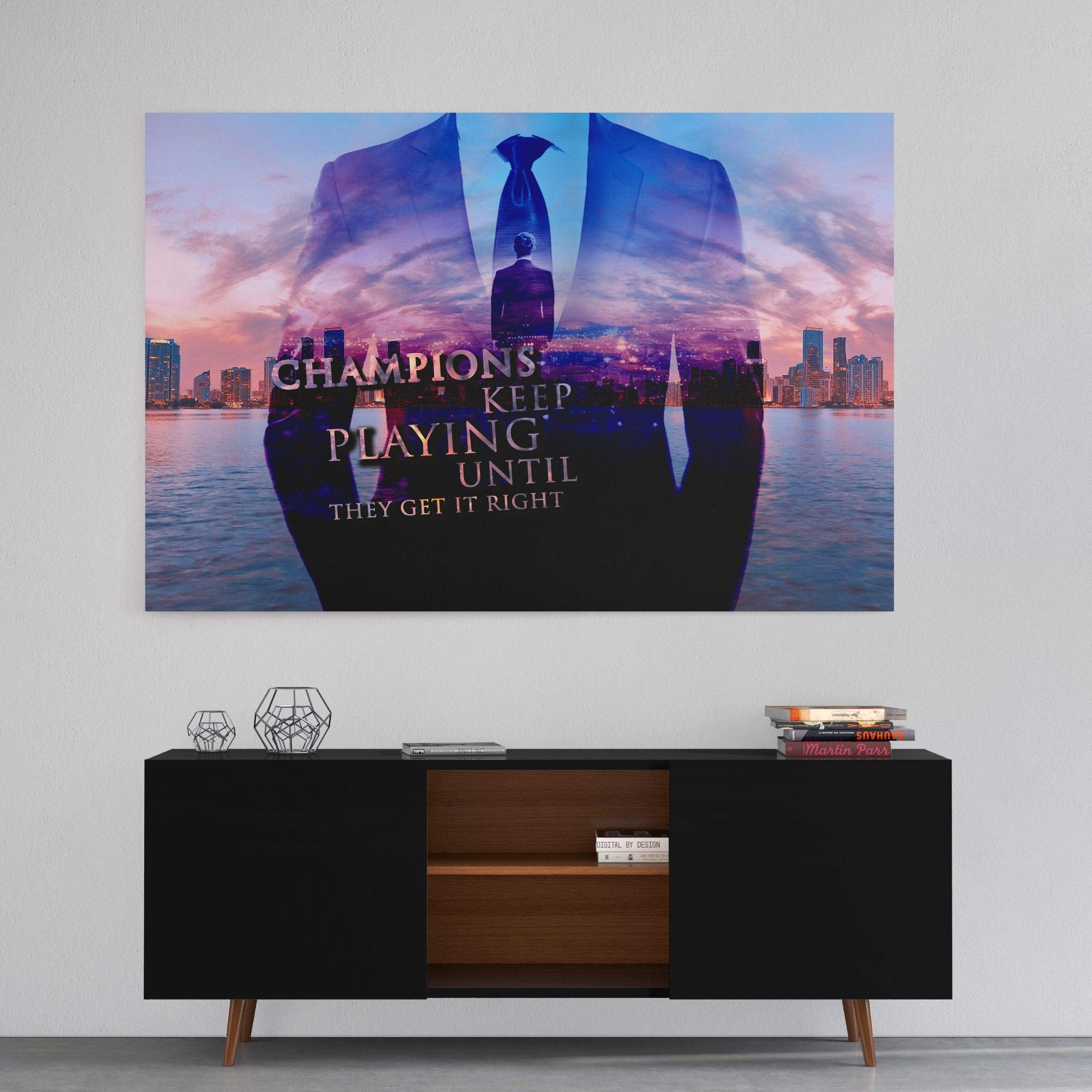 Hustling Sharks The Champion Leinwandbild 45x30cm Motivation