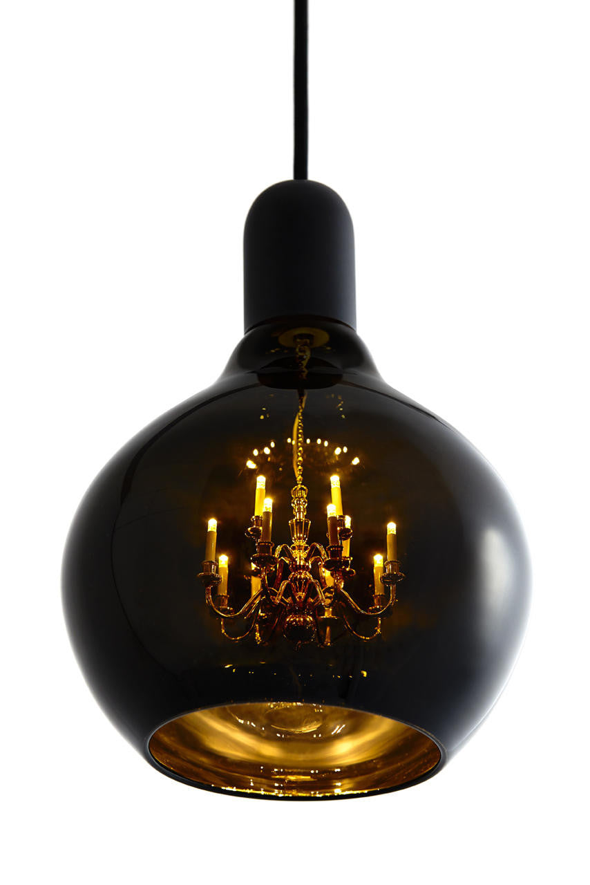 Mineheart King Edison Ghost Pendelleuchte Schwarz Glas 15 cm