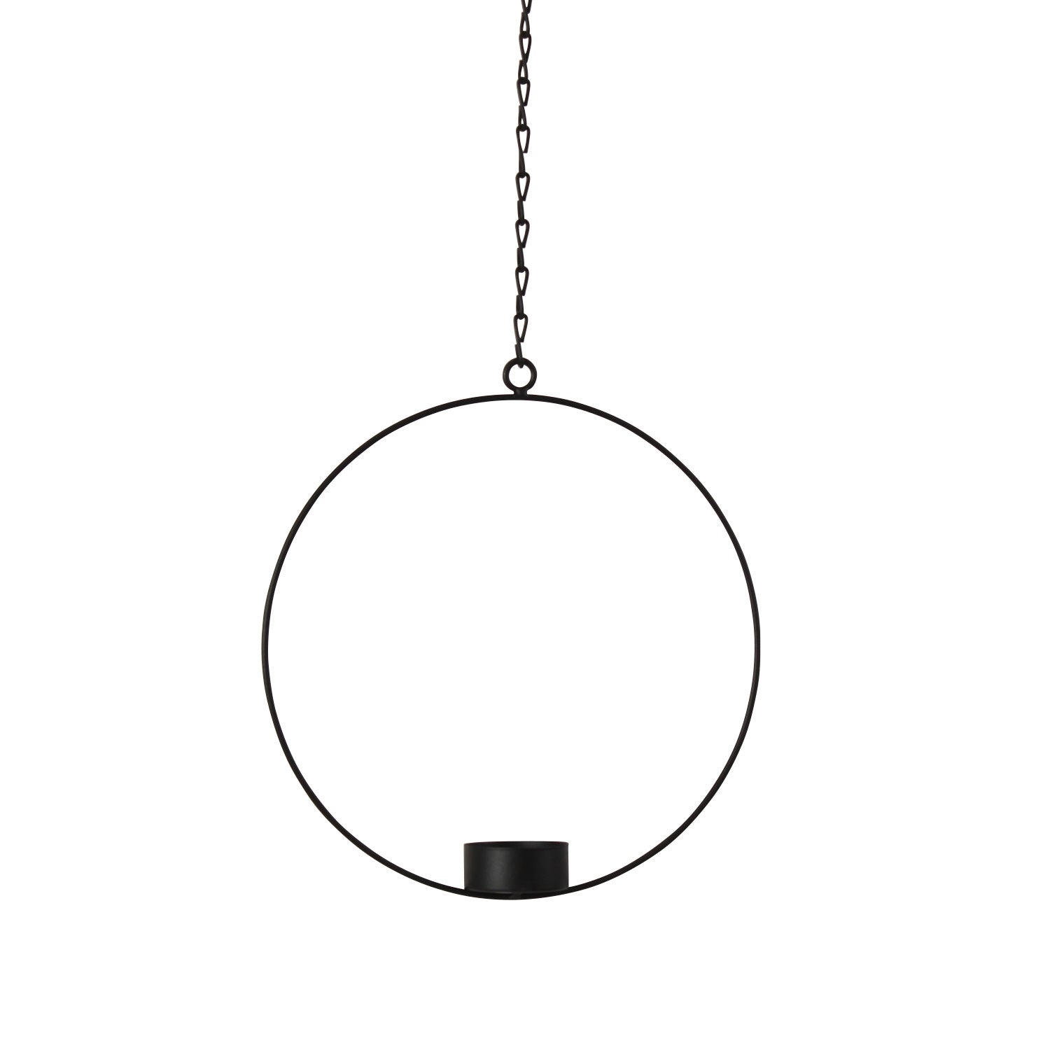 LS-LebenStil Teelichthalter Ring Metall Schwarz 20cm Hängend