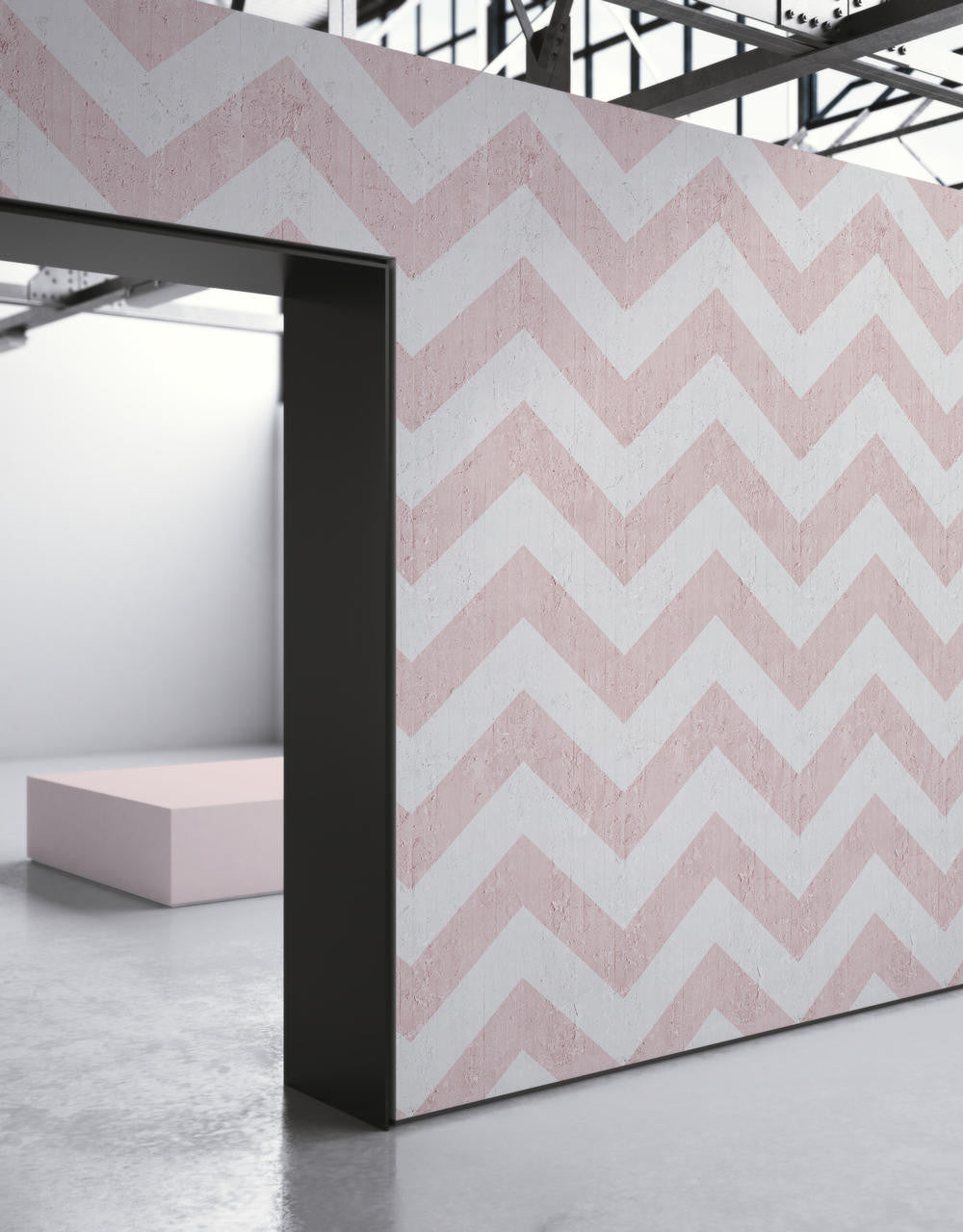 Mineheart Pink Geometric Stripes Tapete Rosa Vlies