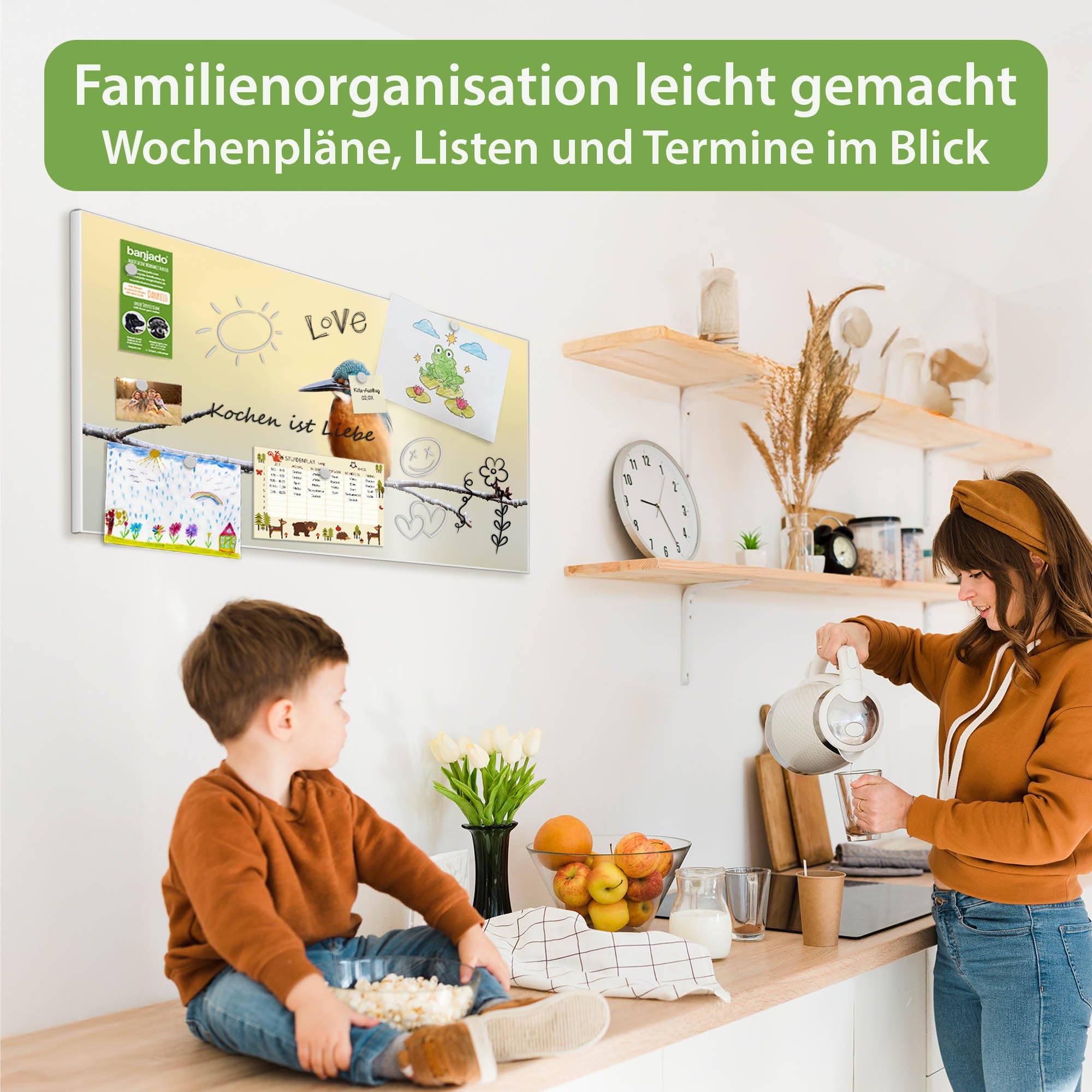 Banjado Magnettafel Pause Pinnwand 78x37cm weiß beschreibbar