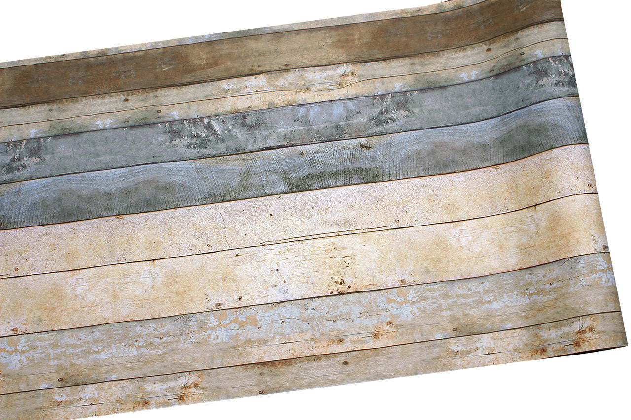 Mineheart Wallpaper Rustic Wood Panel Tapete Beige Cream Holzoptik