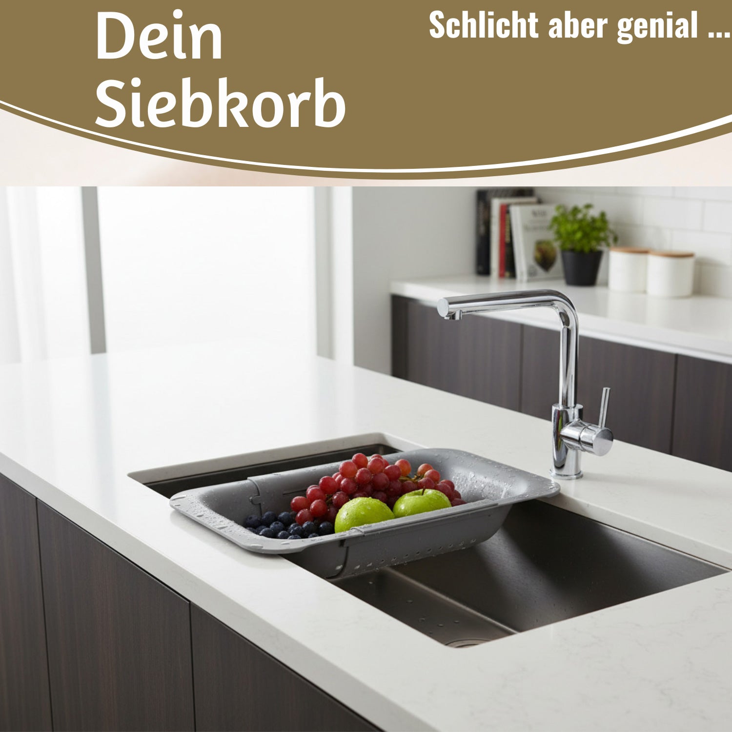 LS-LebenStil Küche & Haushalt Abtropfsieb Ausziehbar Grau 36,5-55 cm
