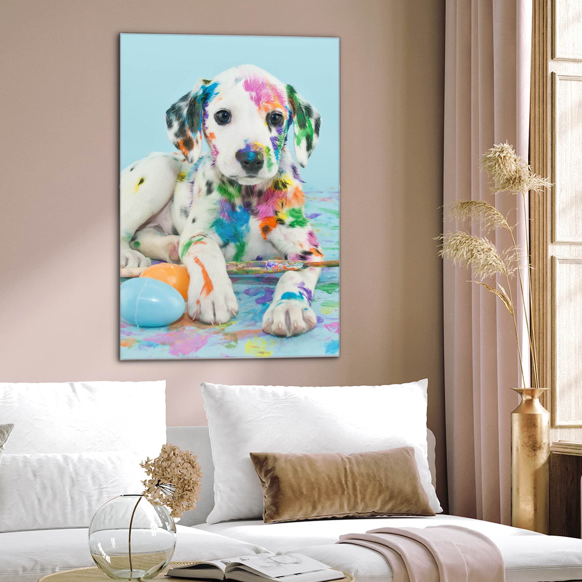 Banjado Magnettafel Glas 40x60cm Magnetboard Bunter Dalmatiner Hund