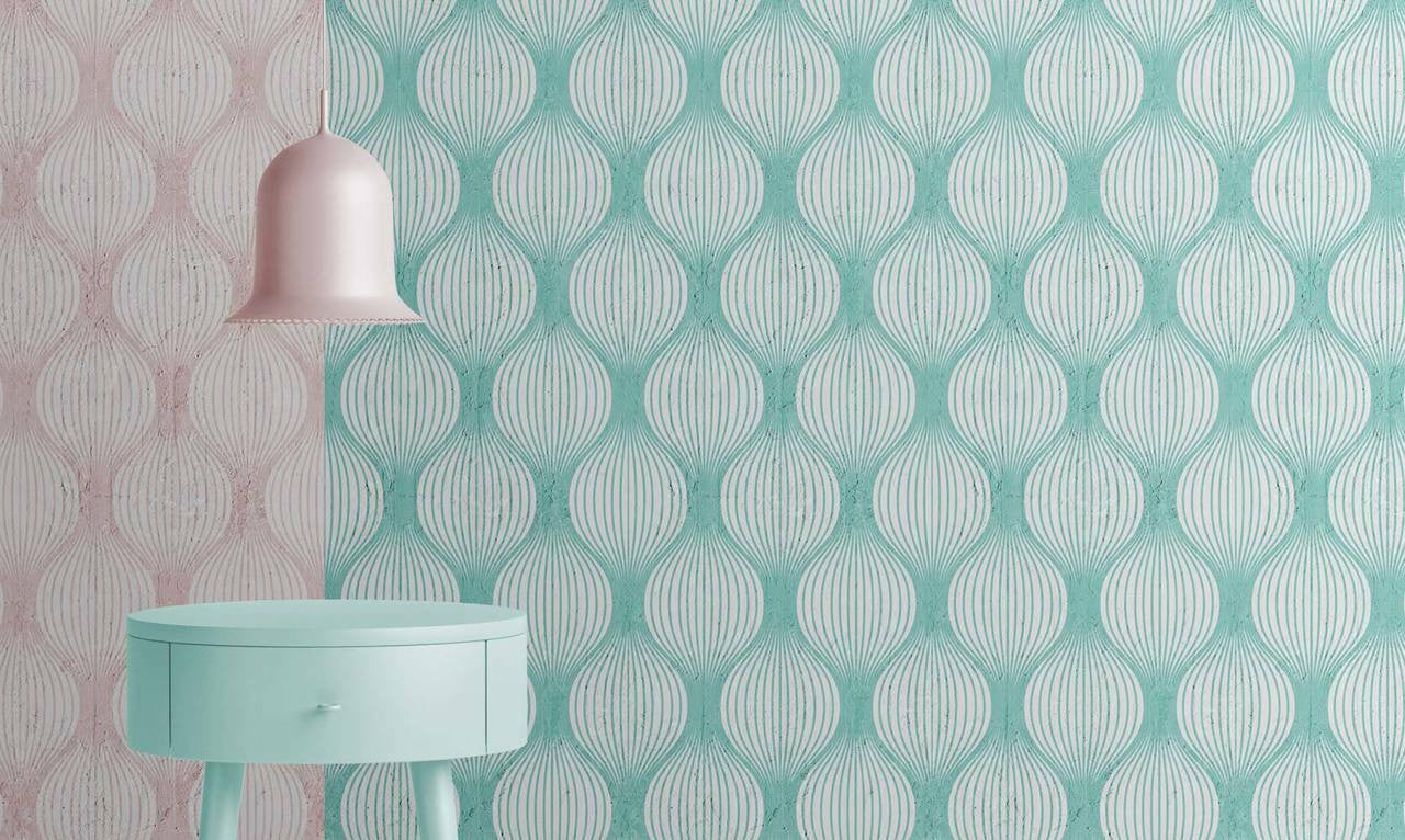 Mineheart Geometric Bulbs Tapete Aquamarin Vlies 52x1000 cm
