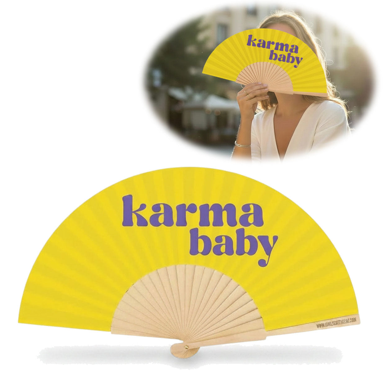 LS-LebenStil Shopper & Taschen Handfächer Karma Baby Fächer Gelb faltbar