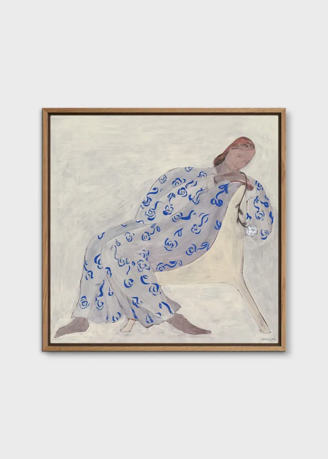 The Poster Club Rose Canvas 50x50 beige-blau gerahmt