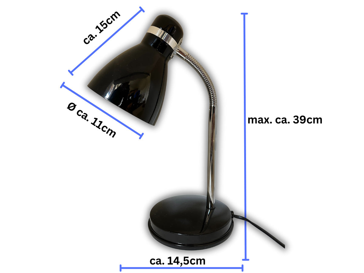 LS-LebenStil Möbel Wohnen Tischlampe List 39cm schwarz silber E27
