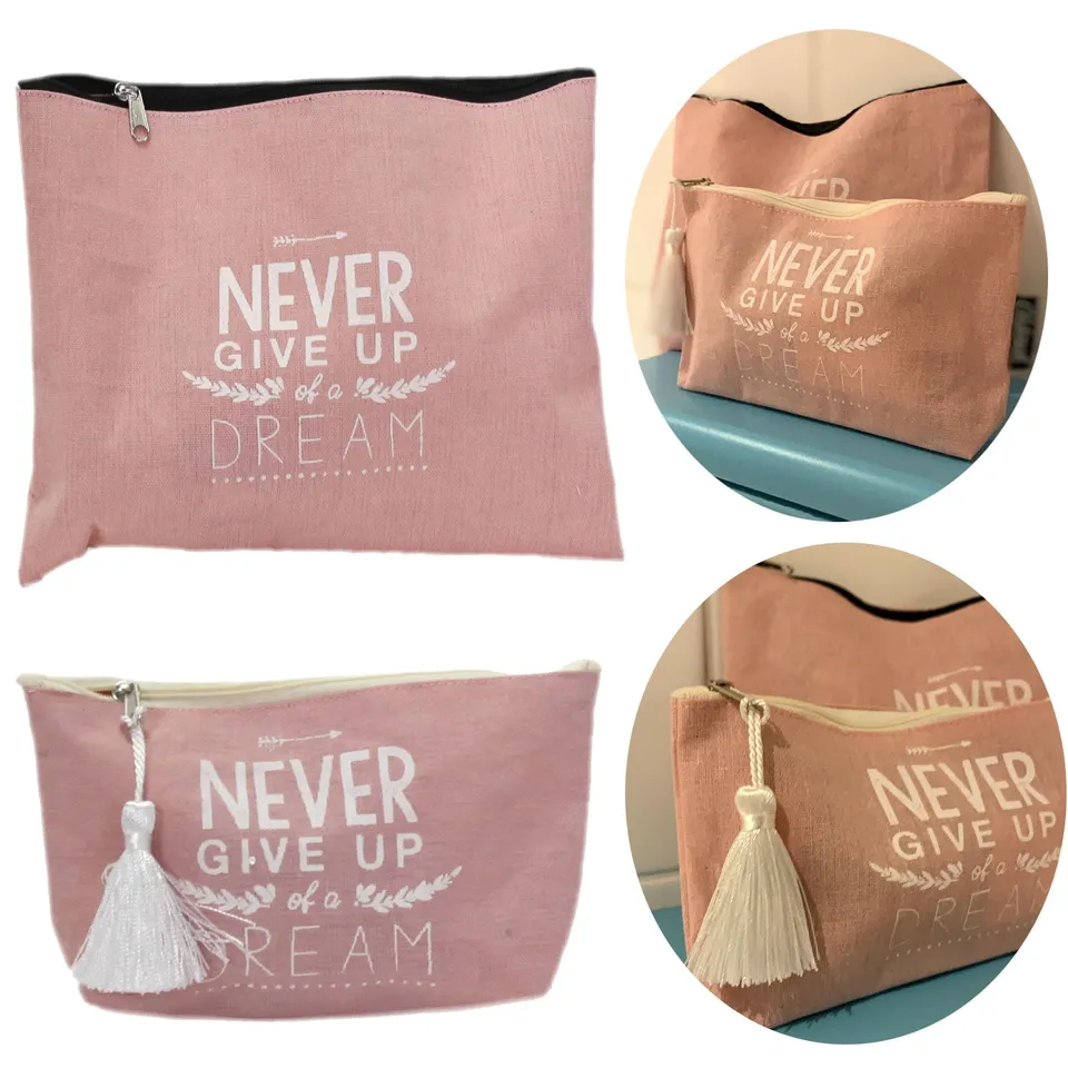 LS-LebenStil Shopper Taschen Waschtasche Rosa Weiß 2er Set