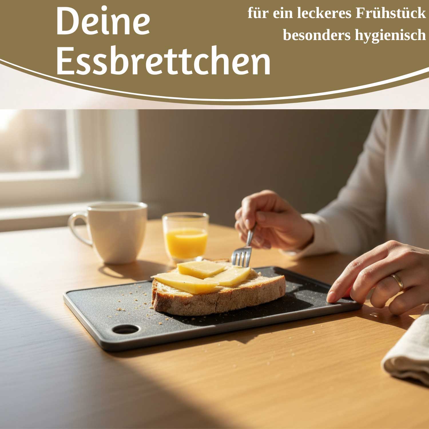 LS-LebenStil Essbrettchen Kunststoff 23x16cm 6er Set Granit
