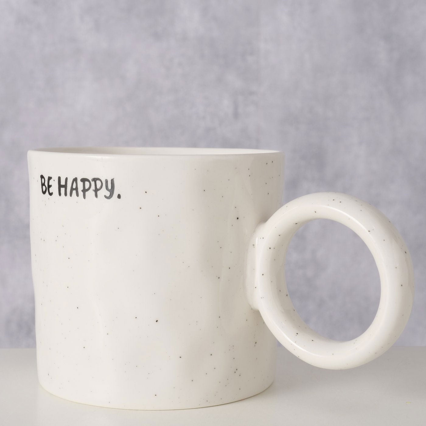 LS-LebenStil XL Jumbo Becher Be Happy 420ml Creme Punkte