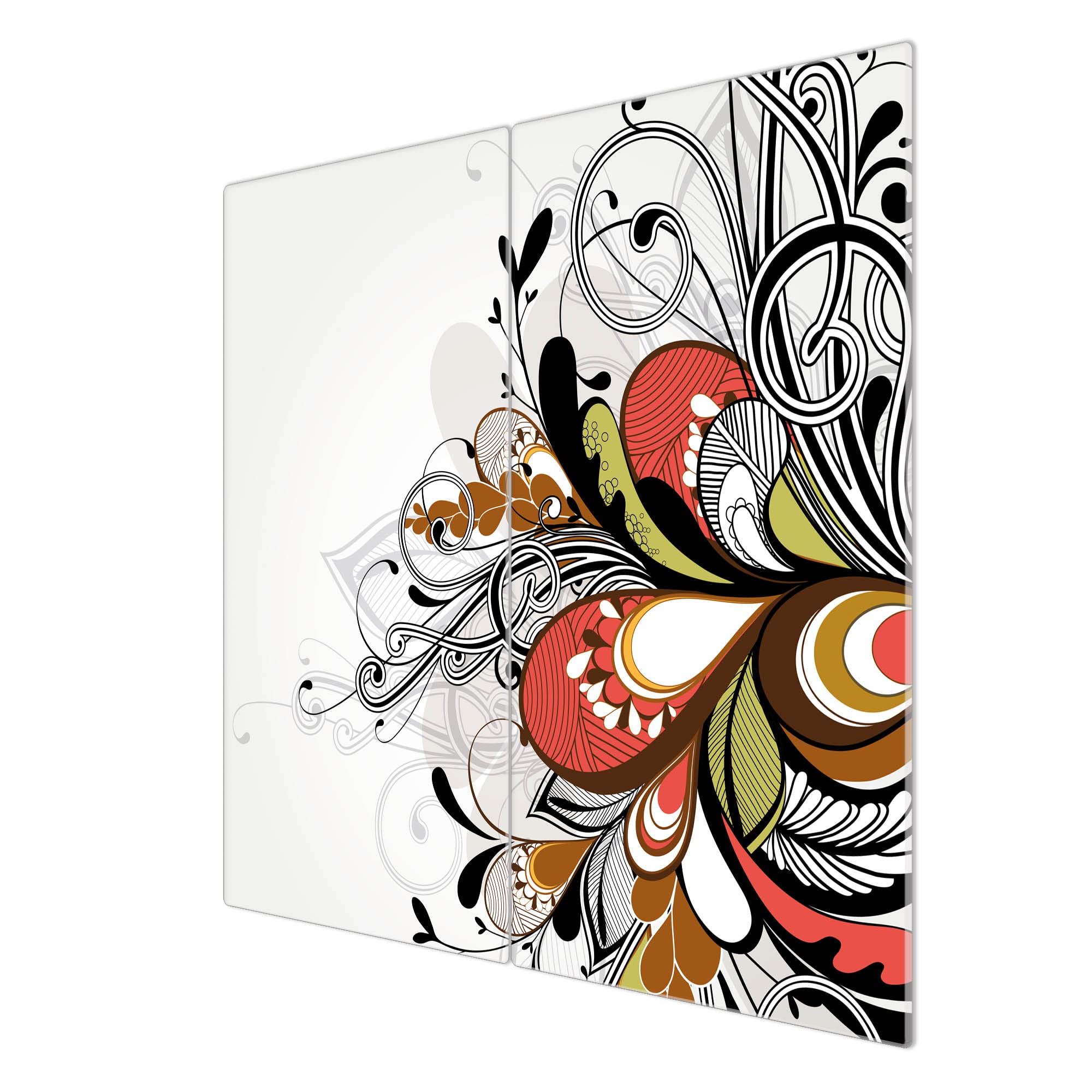 Banjado Herdabdeckplatten Ornament 2 Glas 60x52cm 2-teilig