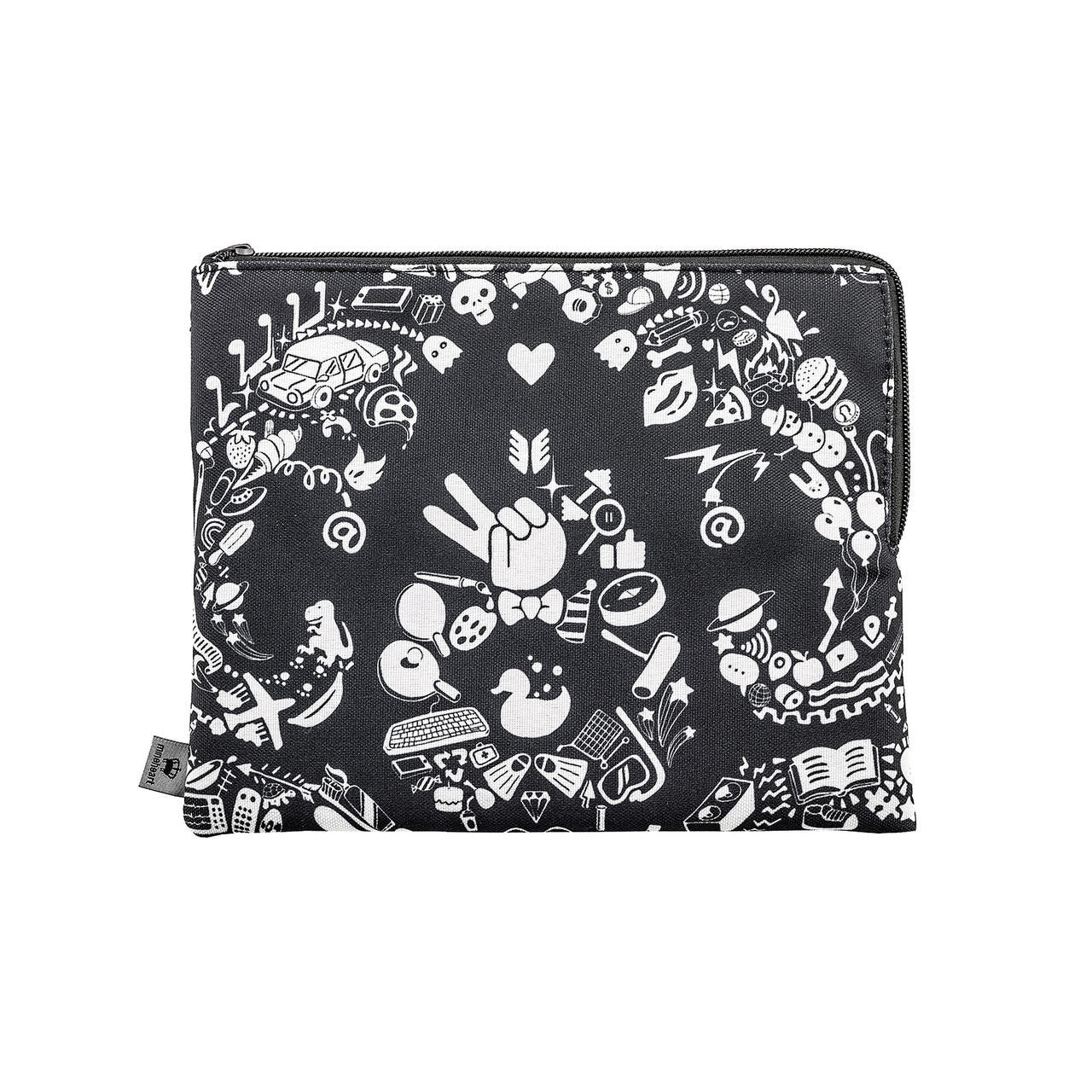 Mineheart Fashion New World Damask Clutch Tasche Schwarz 26x20 cm