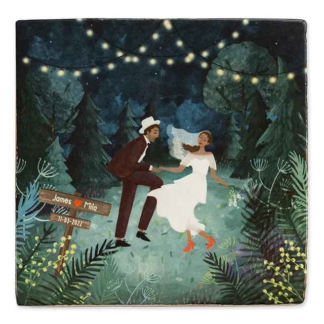 StoryTiles Delft Blue Our wedding night Wandfliese S personalisierbar