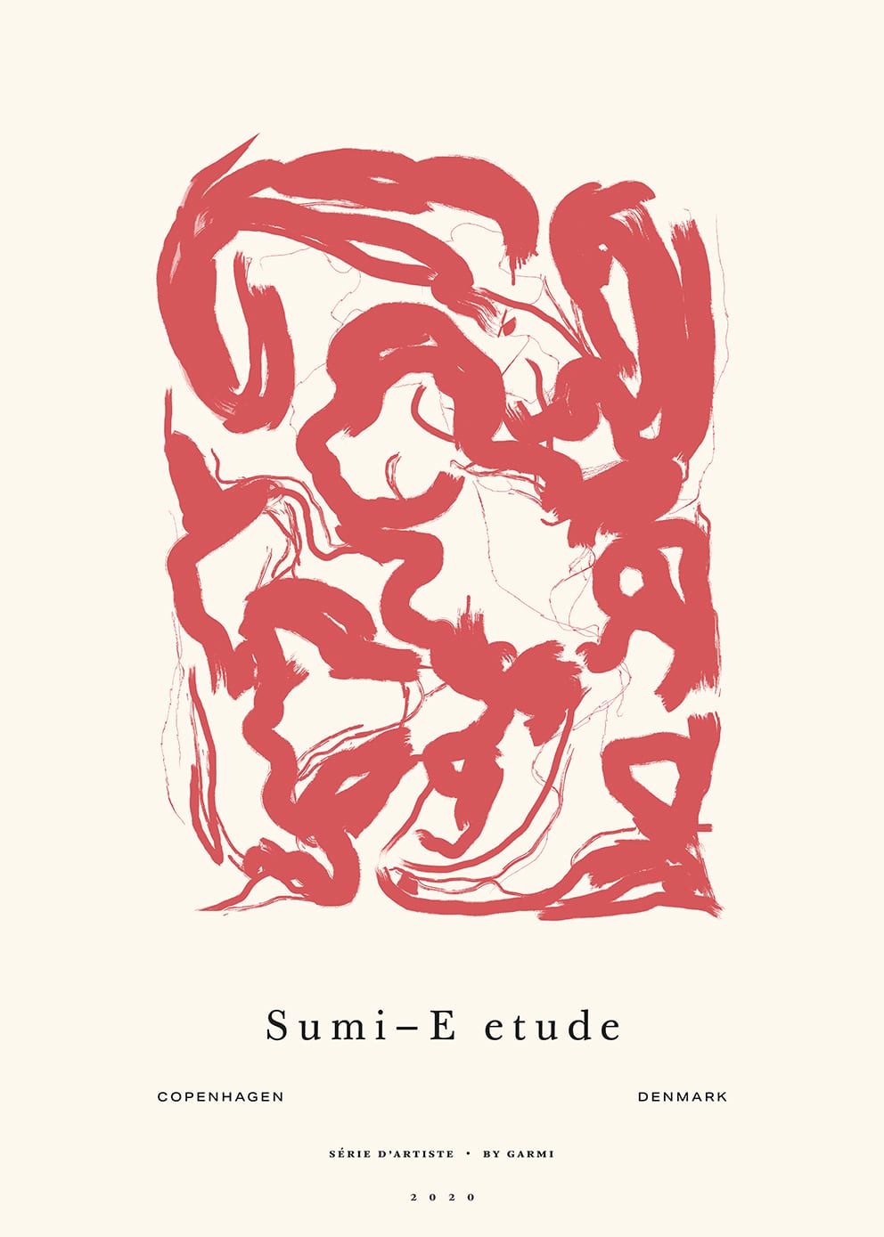 The Poster Club Art Prints Sumi e 01 Poster 50x70 cm beige-rot
