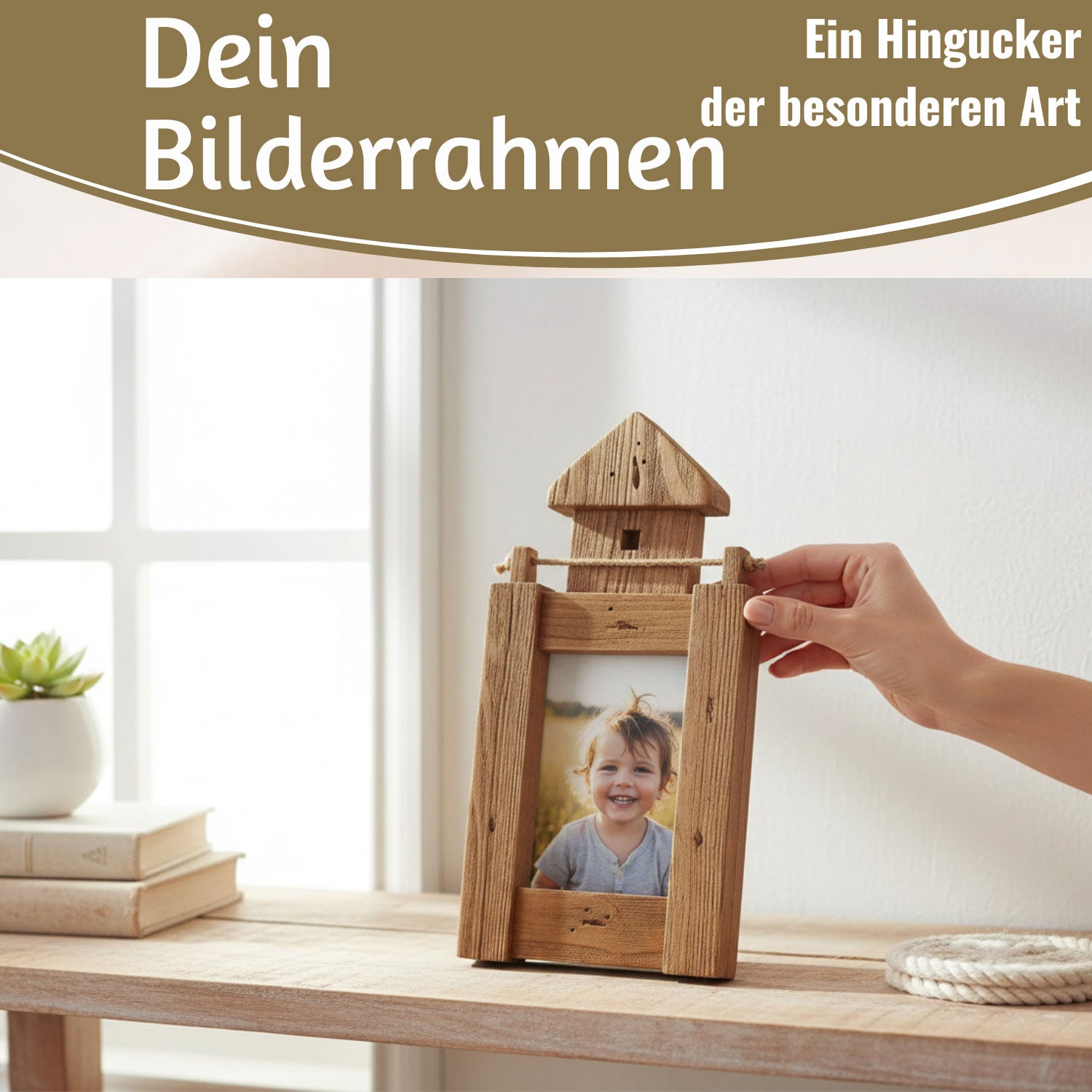 LS-LebenStil Bilderrahmen Holz Leuchtturm braun 30 cm 10x15