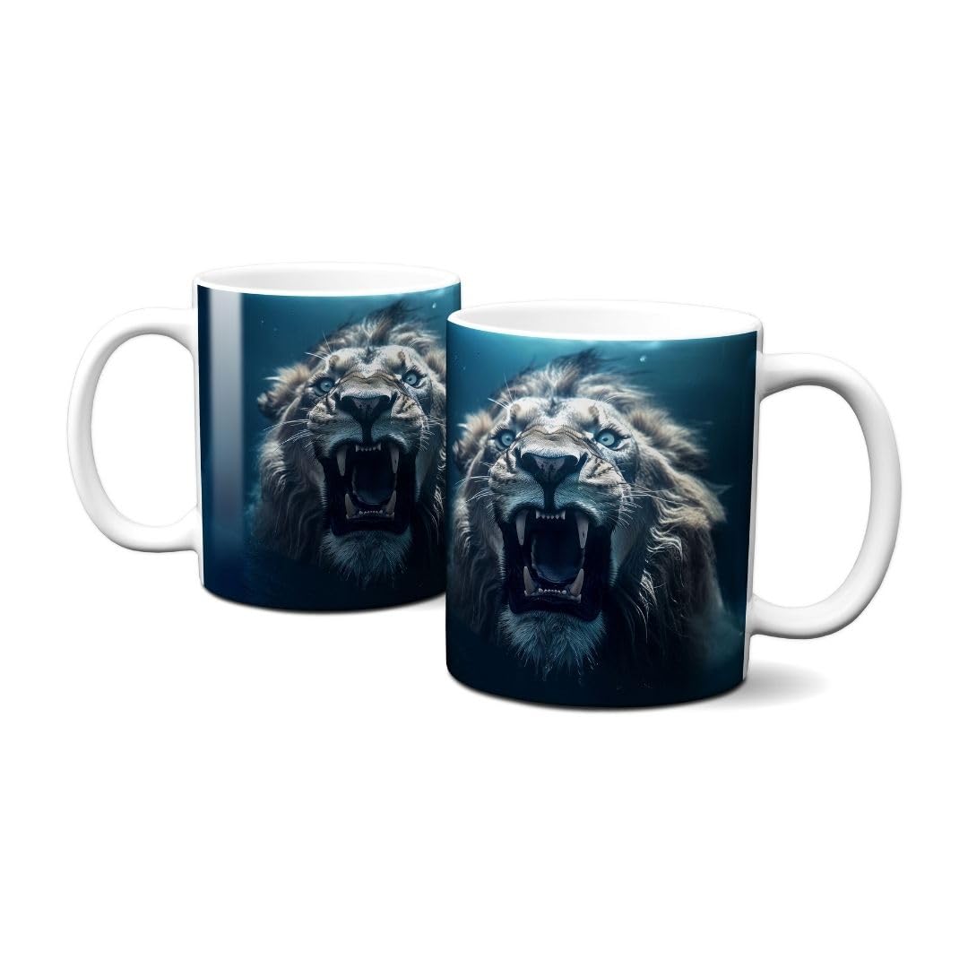 Hustling Sharks Wandbilder Löwe brüllt Tasse 330 ml Keramik Weiß