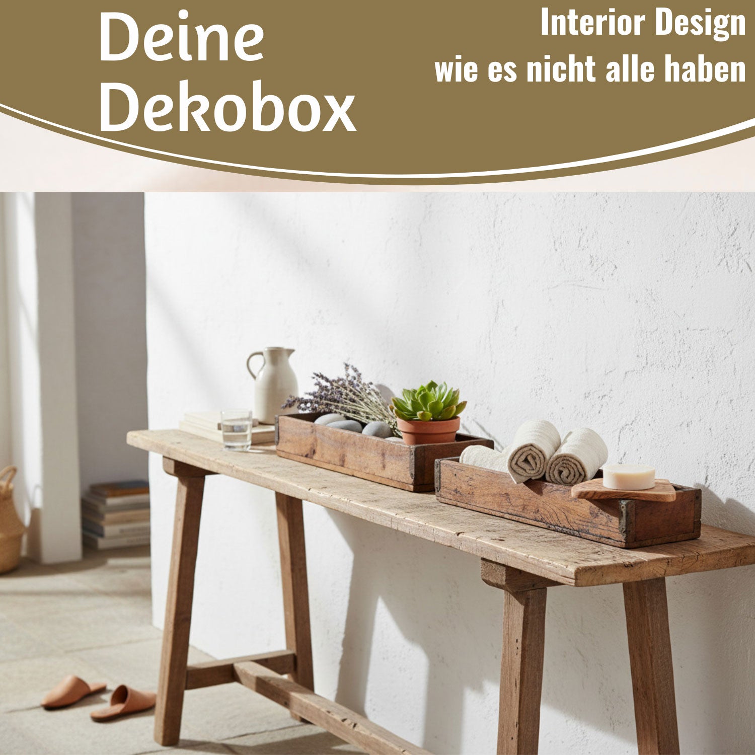 LS-LebenStil Unika Holzbox Braun 35x10x5cm Recycelt