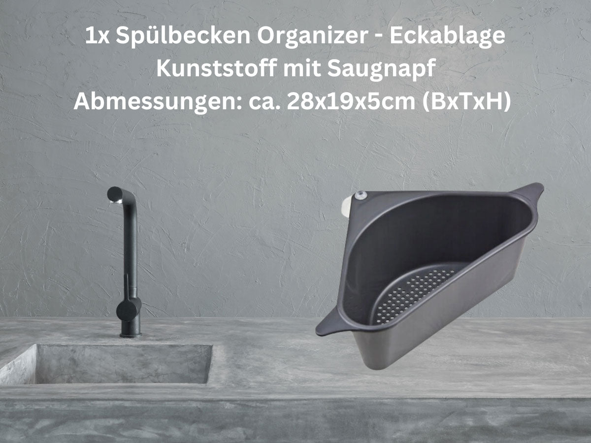 LS-LebenStil Küche & Haushalt Spülbecken Organizer Dreieck Grau