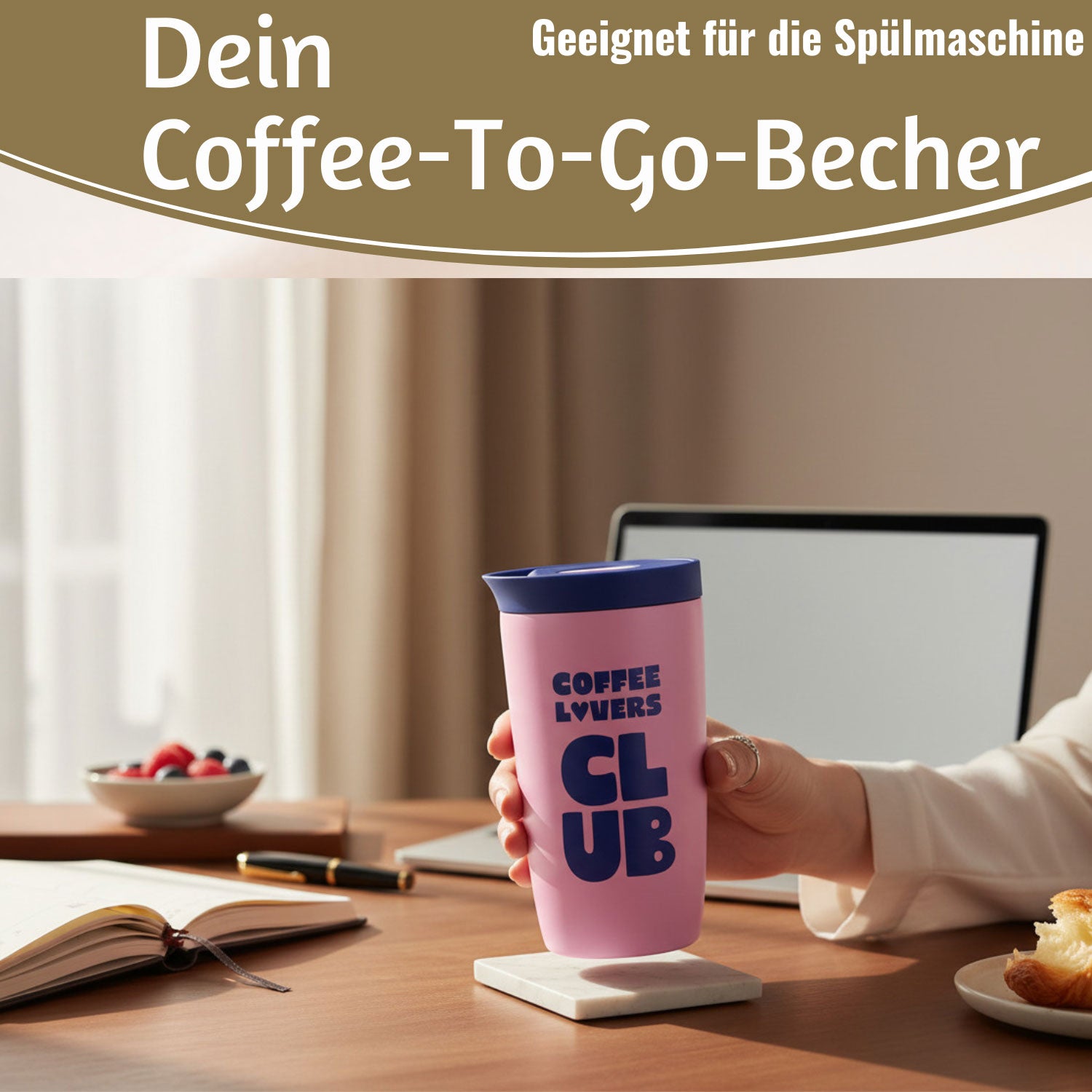 Thermobecher Edelstahl 350ml Coffee Lovers Pink Auslaufsicher
