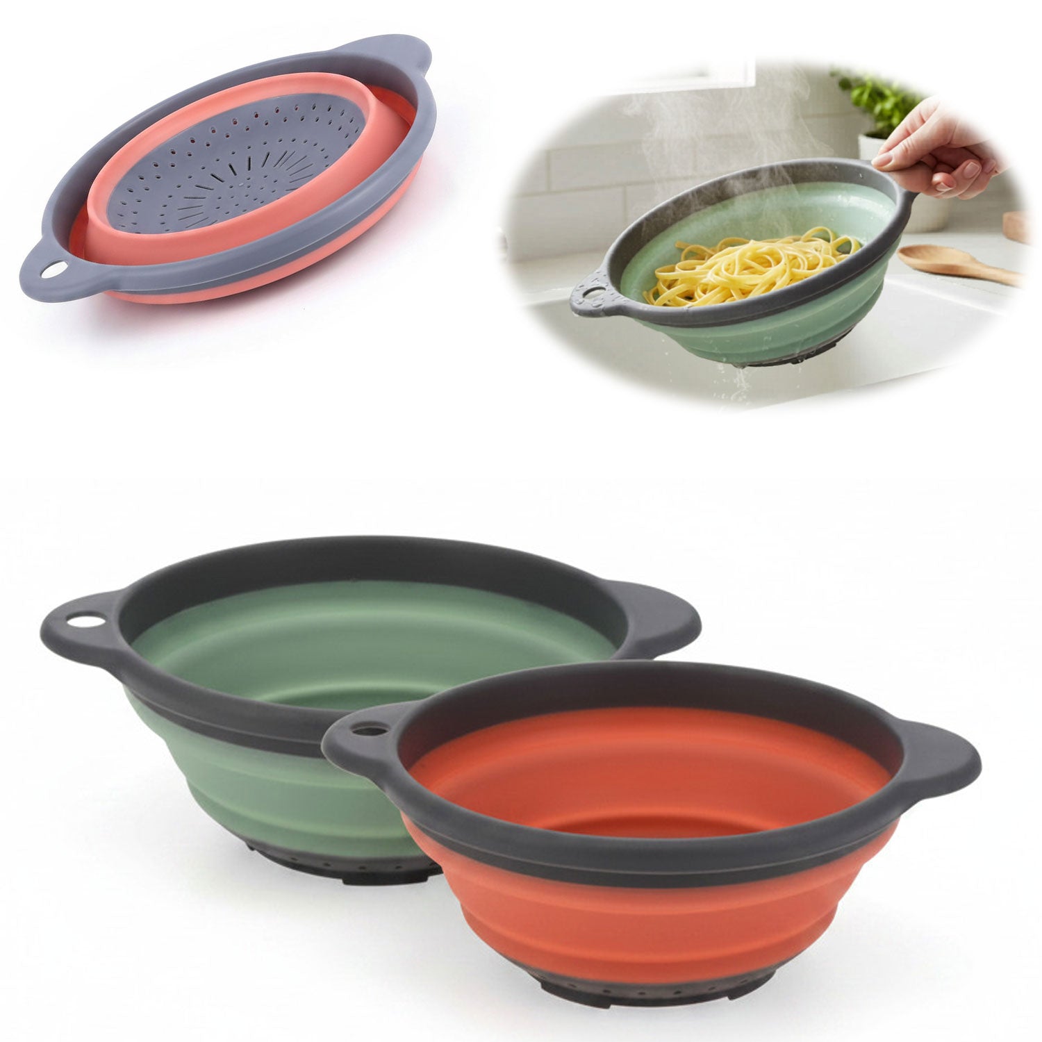 LS-LebenStil Abtropfsieb Faltbar 23cm Rund Nudelsieb Camping