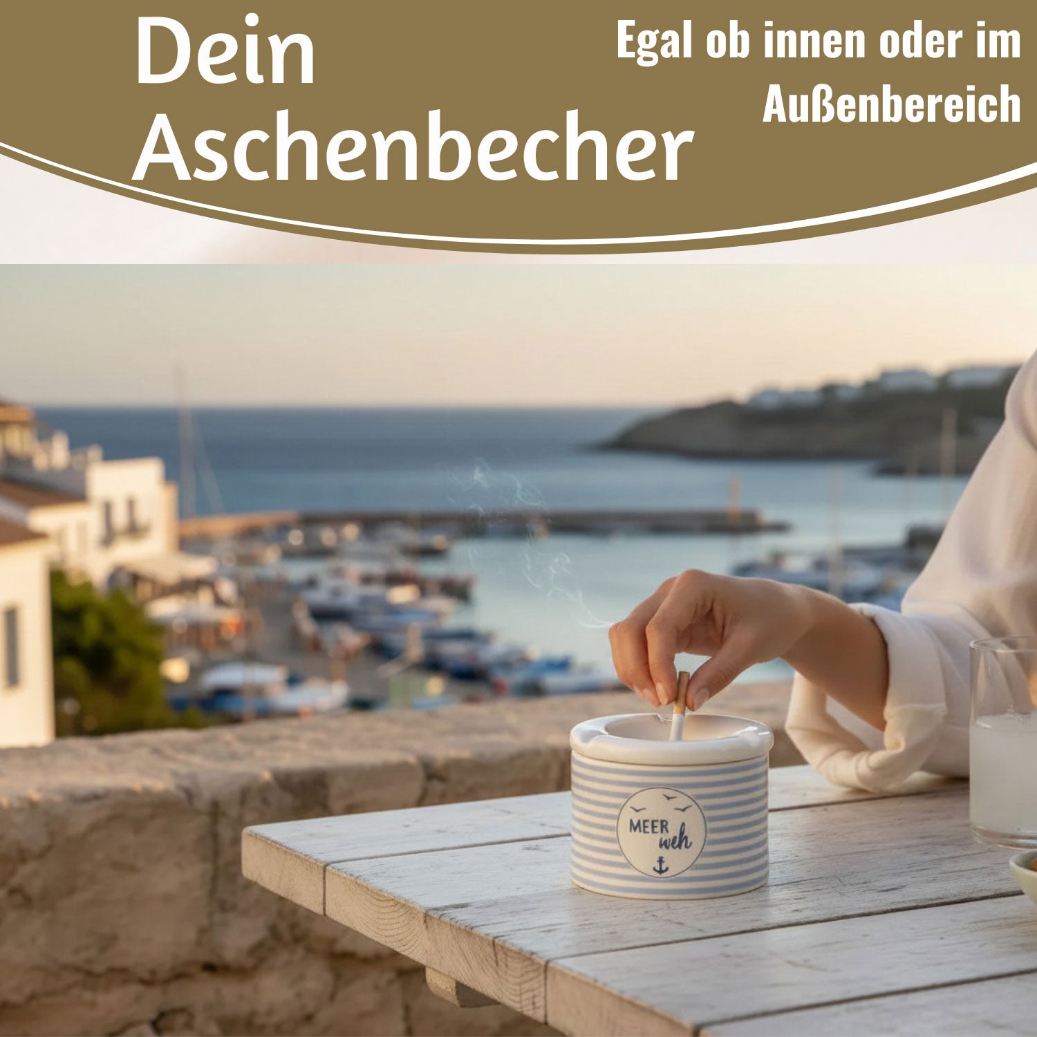LS-LebenStil Küche & Haushalt Sturmaschenbecher Meer-Weh 10cm