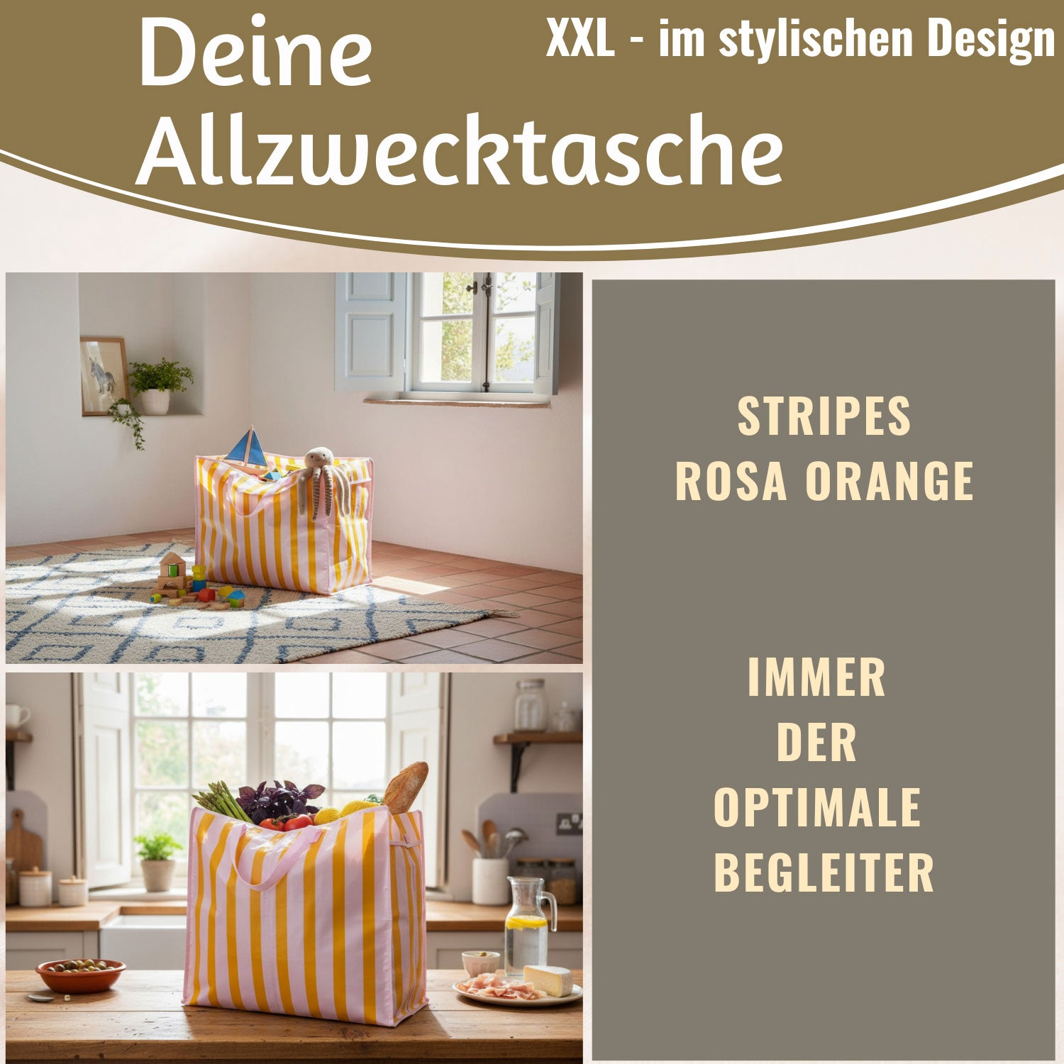 LS-LebenStil XXL Jumbo Bag Rosa-Orange 55 cm Aufbewahrungstasche