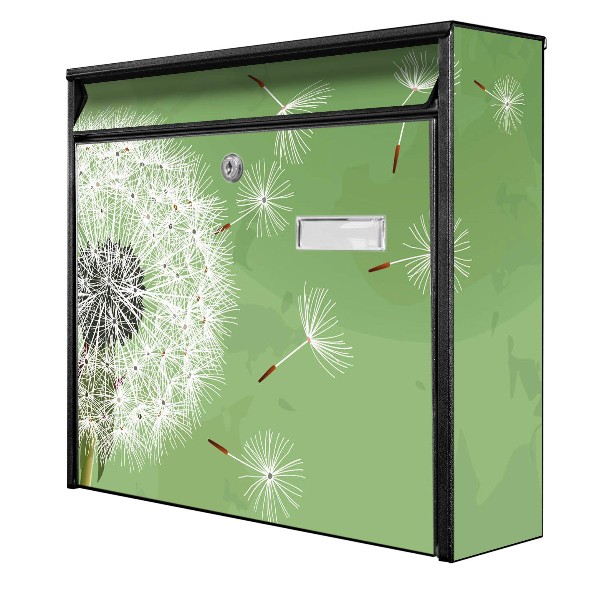 Banjado Briefkasten Pusteblume 3 Schwarz A4 ohne Zeitungsfach