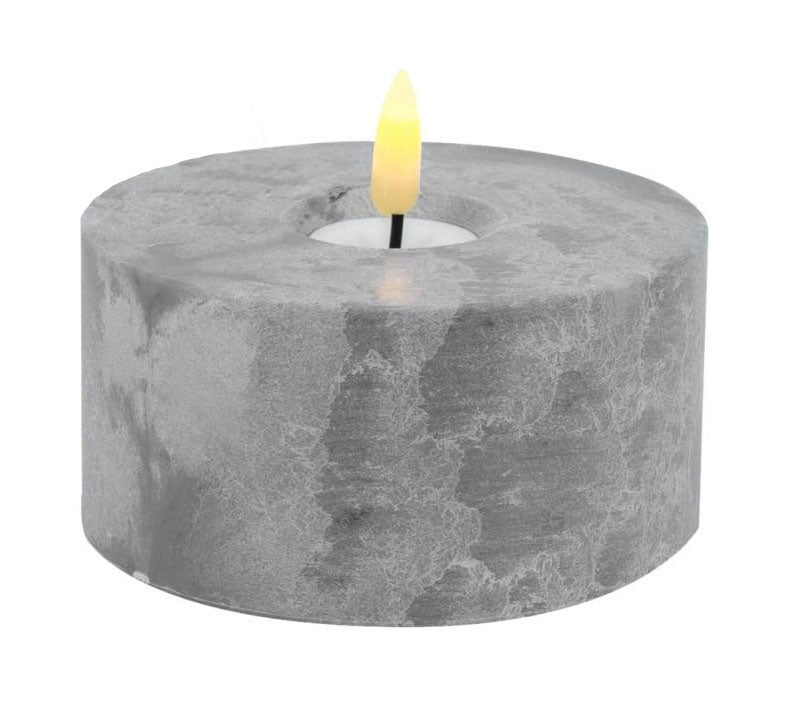 LS-LebenStil LED Teelicht XXL 5x10cm Grau Beton-Optik Timer