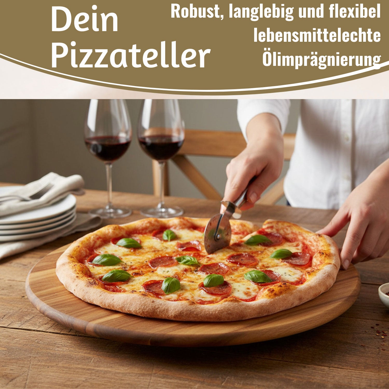 LS-LebenStil XXL Servierplatte Drehteller 40cm Akazie Holz