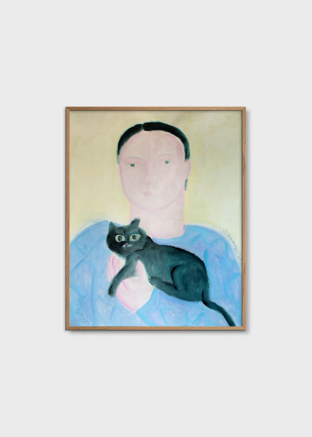 The Poster Club Art Prints Boy Holding a Cat Poster 40x50 cm blau