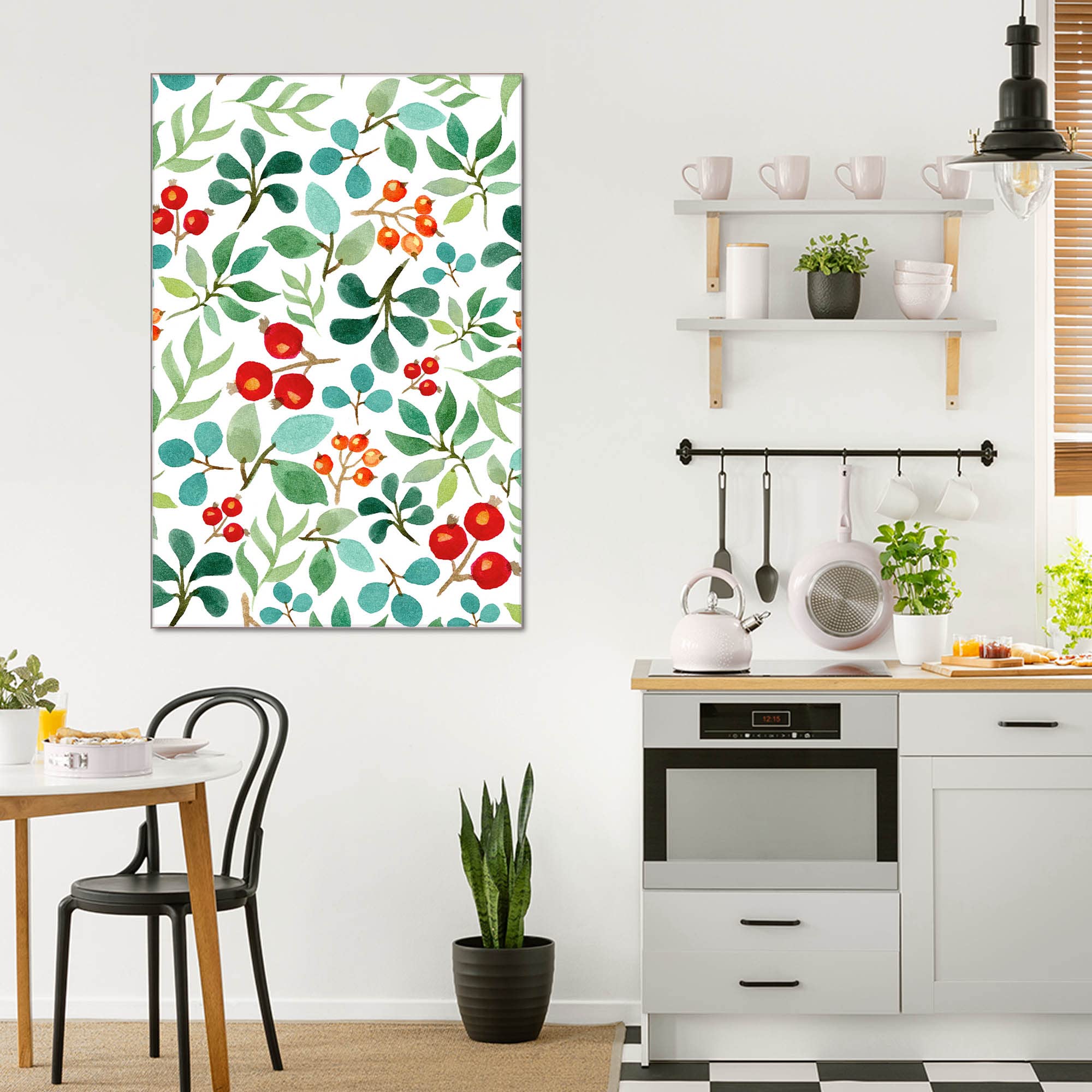 Banjado Magnettafel Beeren und Blätter Magnetboard 60x40