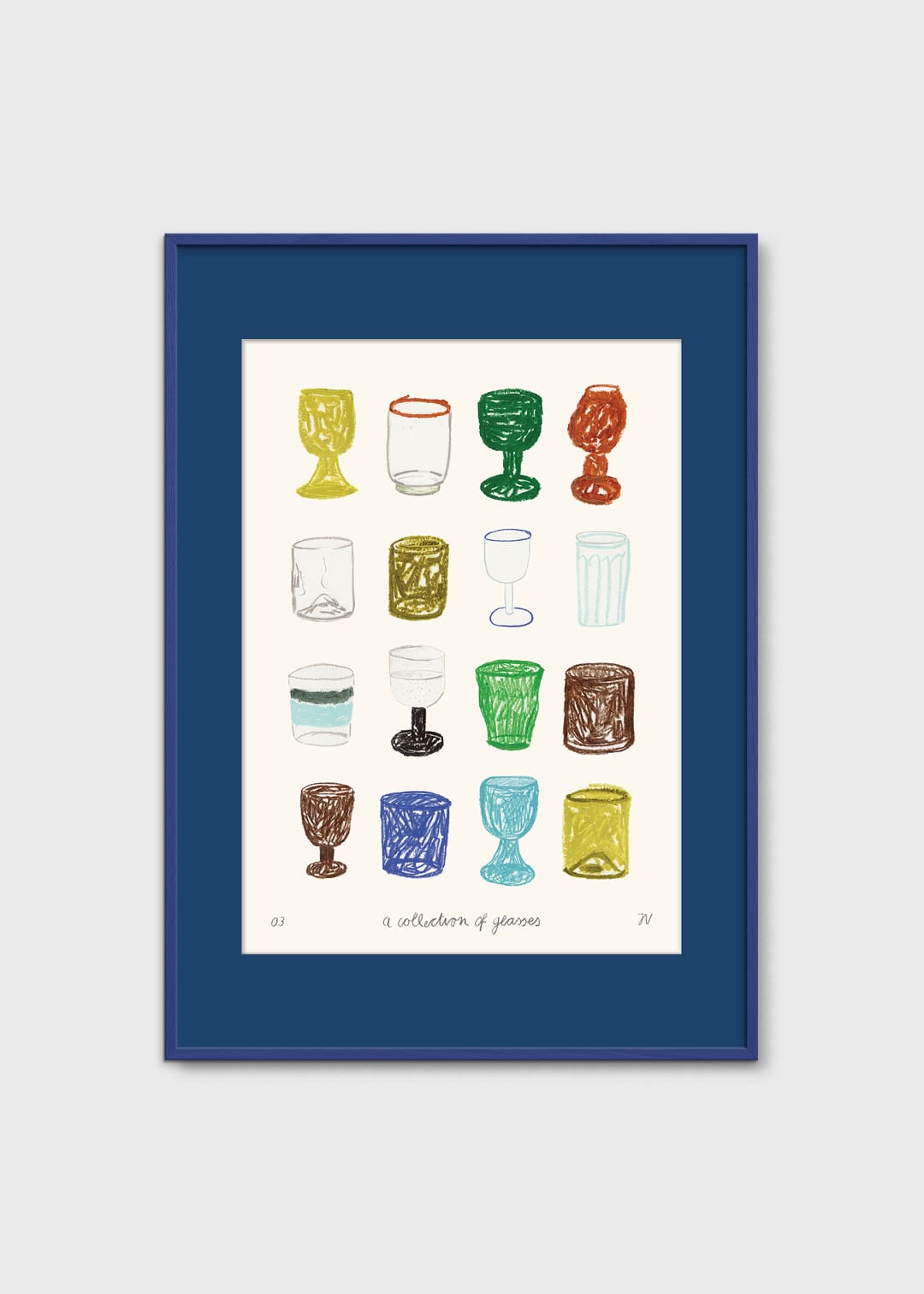 The Poster Club A Collection of Glasses Poster 30x40 blau