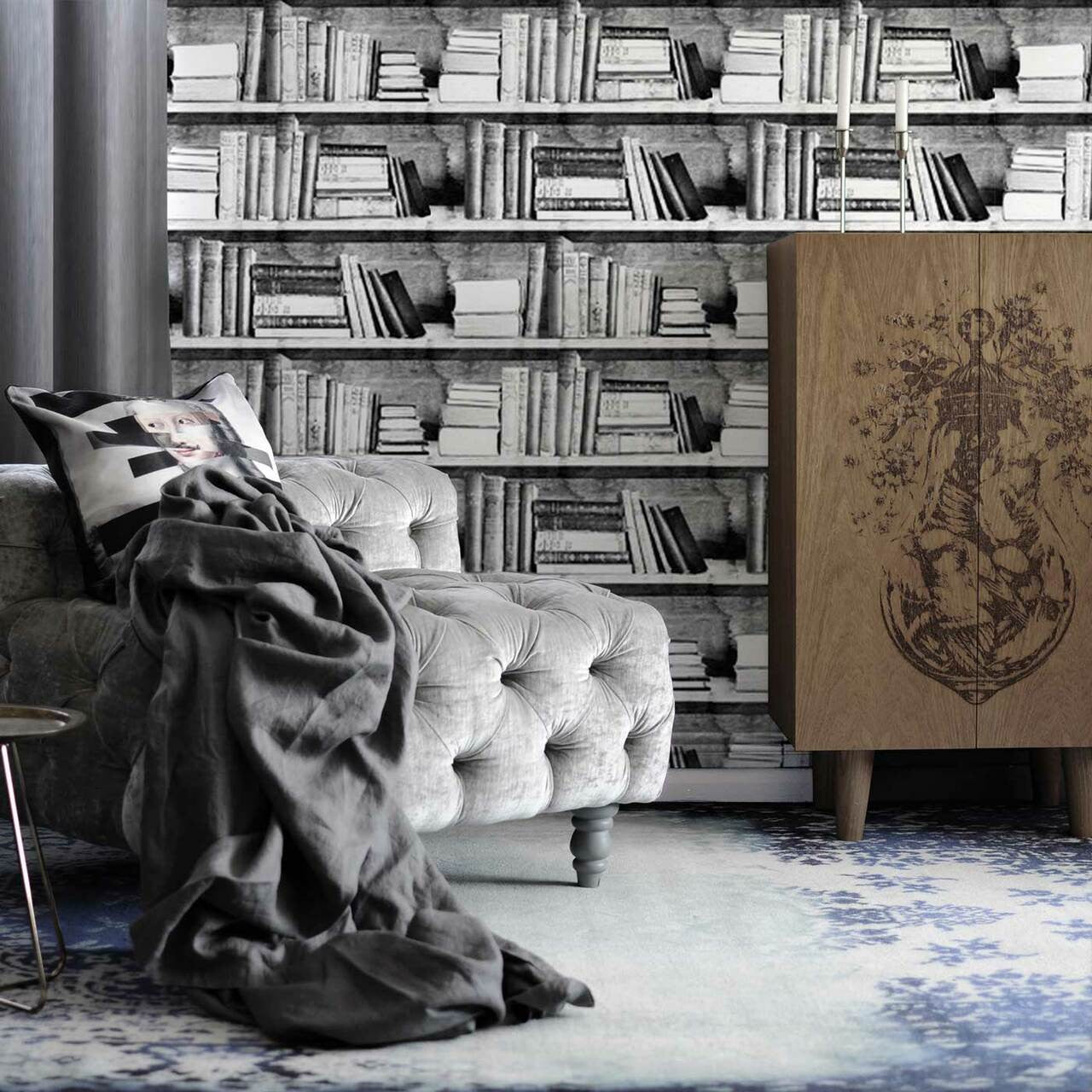 Mineheart Photocopy Bookshelf Tapete Bücherregal SW