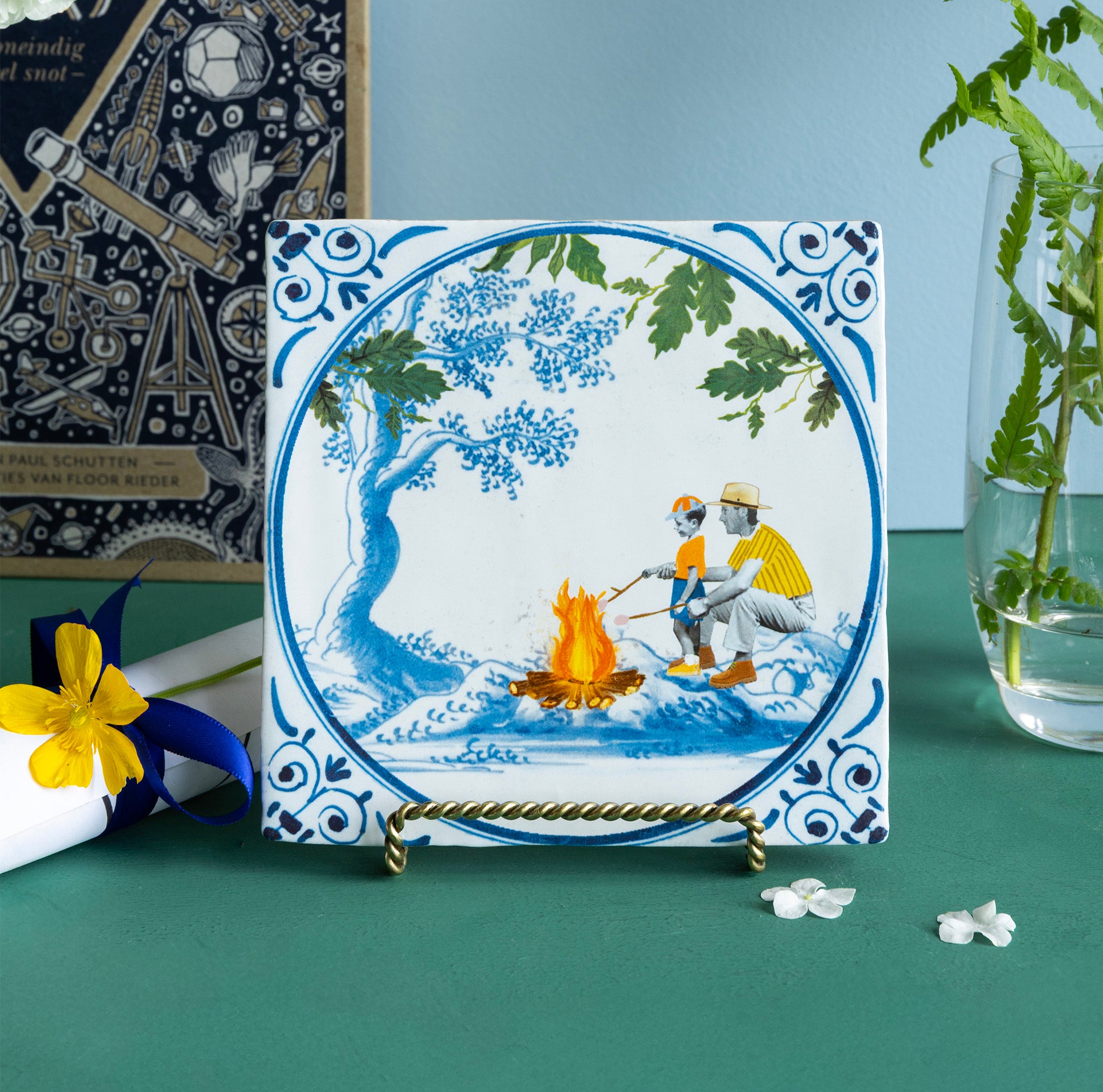 Storytiles Delft blue Quality time campfire Fliese 10x10 cm