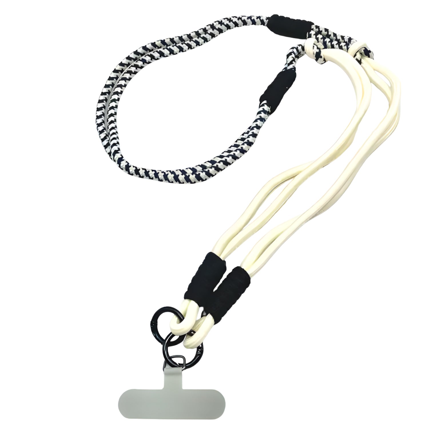 LS-LebenStil Palma Handykette Schwarz Weiß 125cm Crossbody