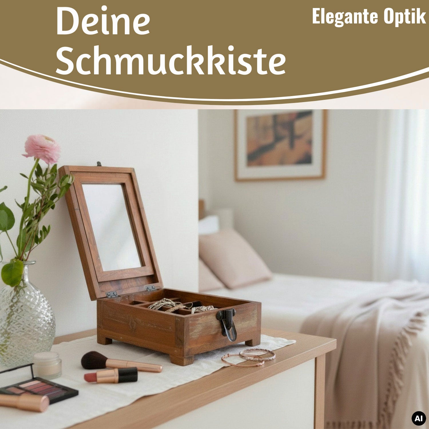 LS-LebenStil Barber Utensilienbox Teak 22cm Schmuckschatulle