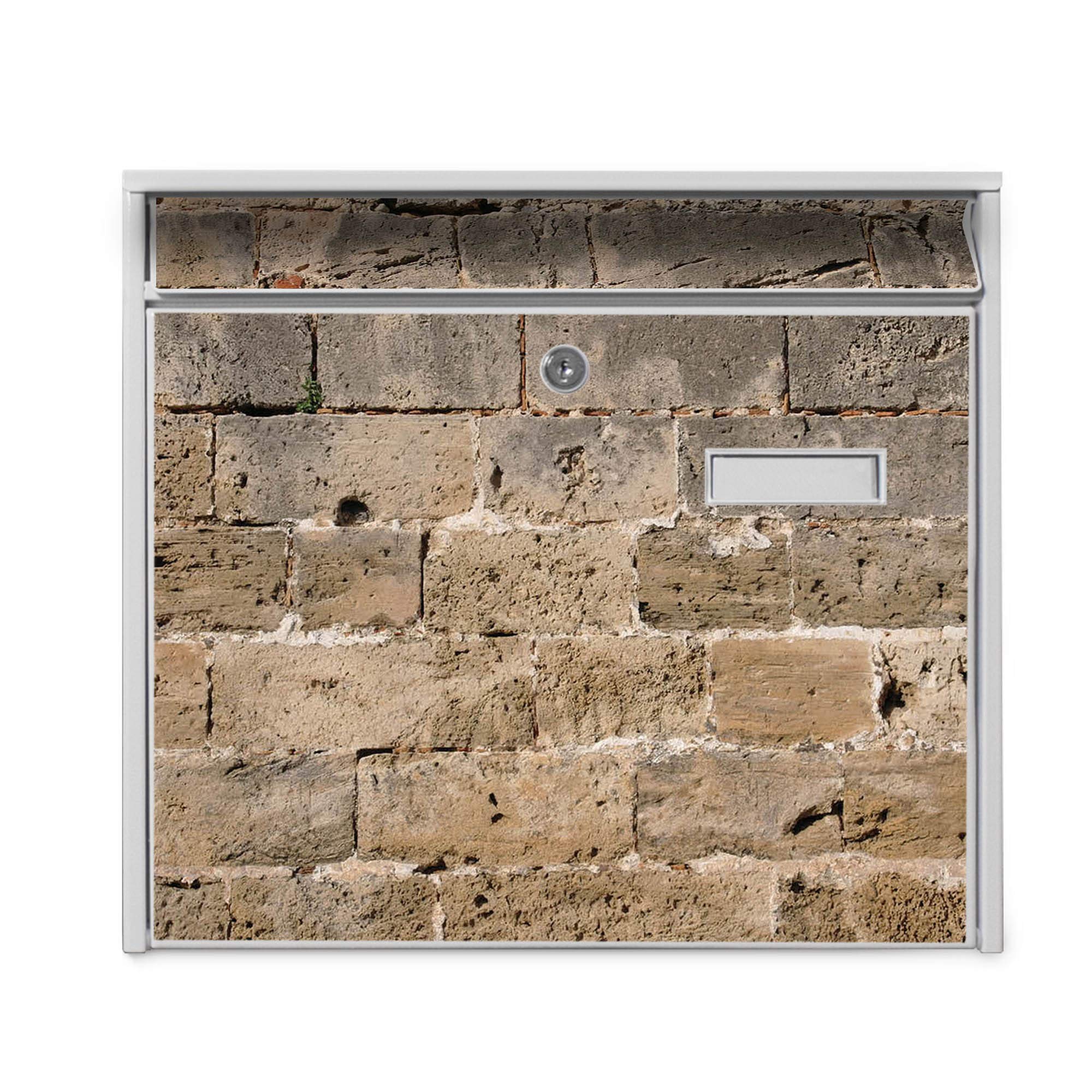 Banjado Briefkasten Mauer Antik Weiss A4 32x36cm mit Namensschild