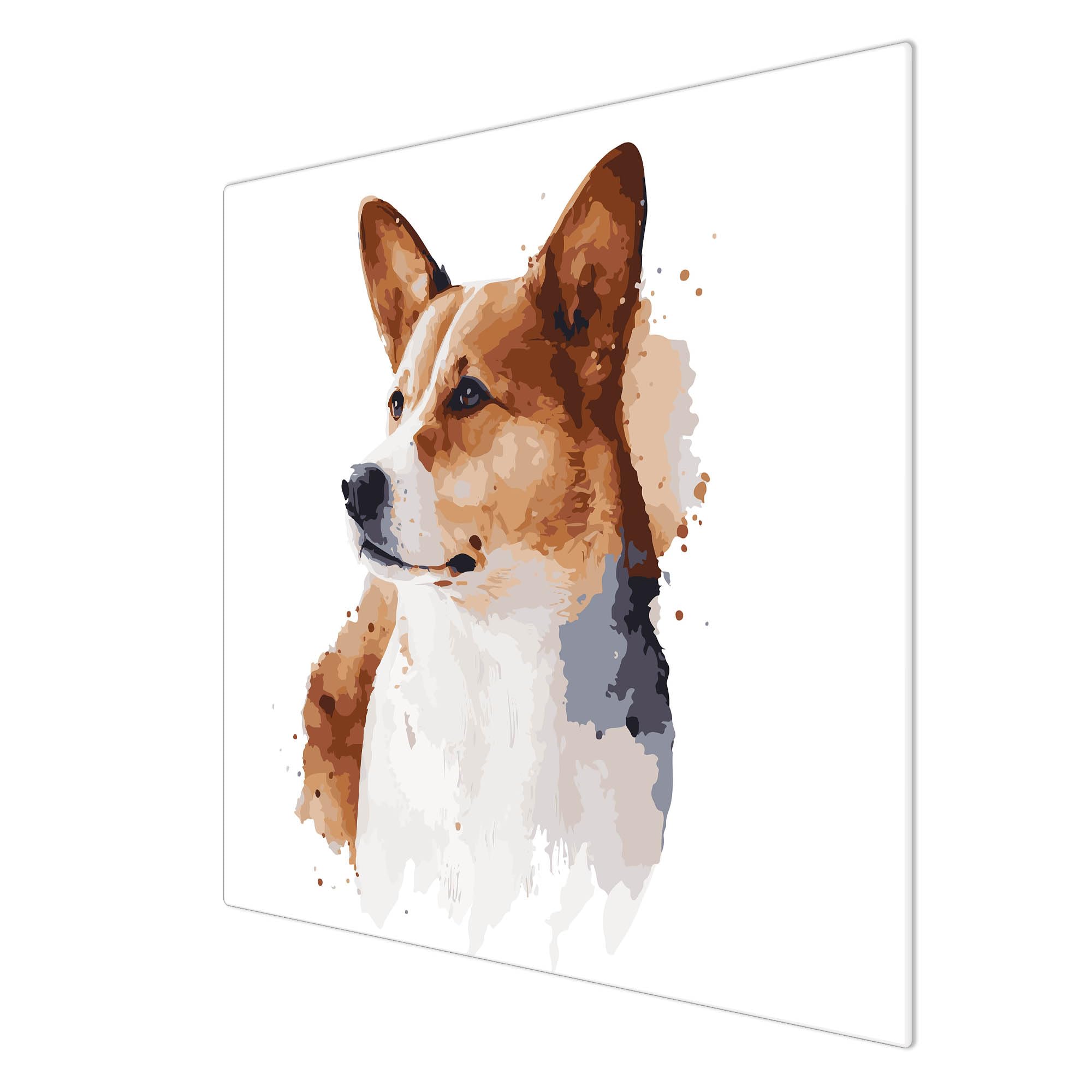 Banjado Herdabdeckplatte Corgi Porträt Schneidebrett 60x52cm