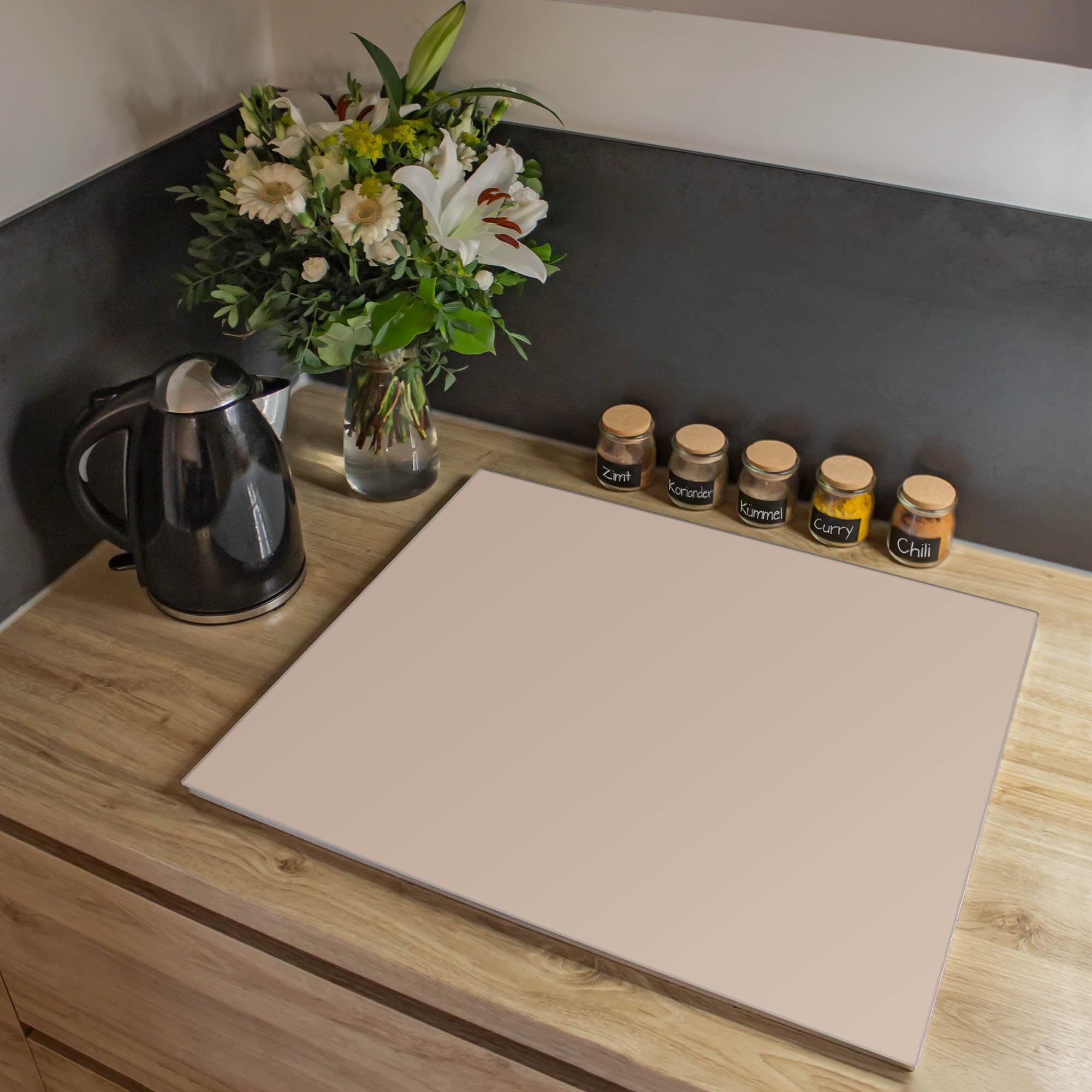 Banjado Herdabdeckplatten Taupe Abdeckung 60x52 cm einteilig
